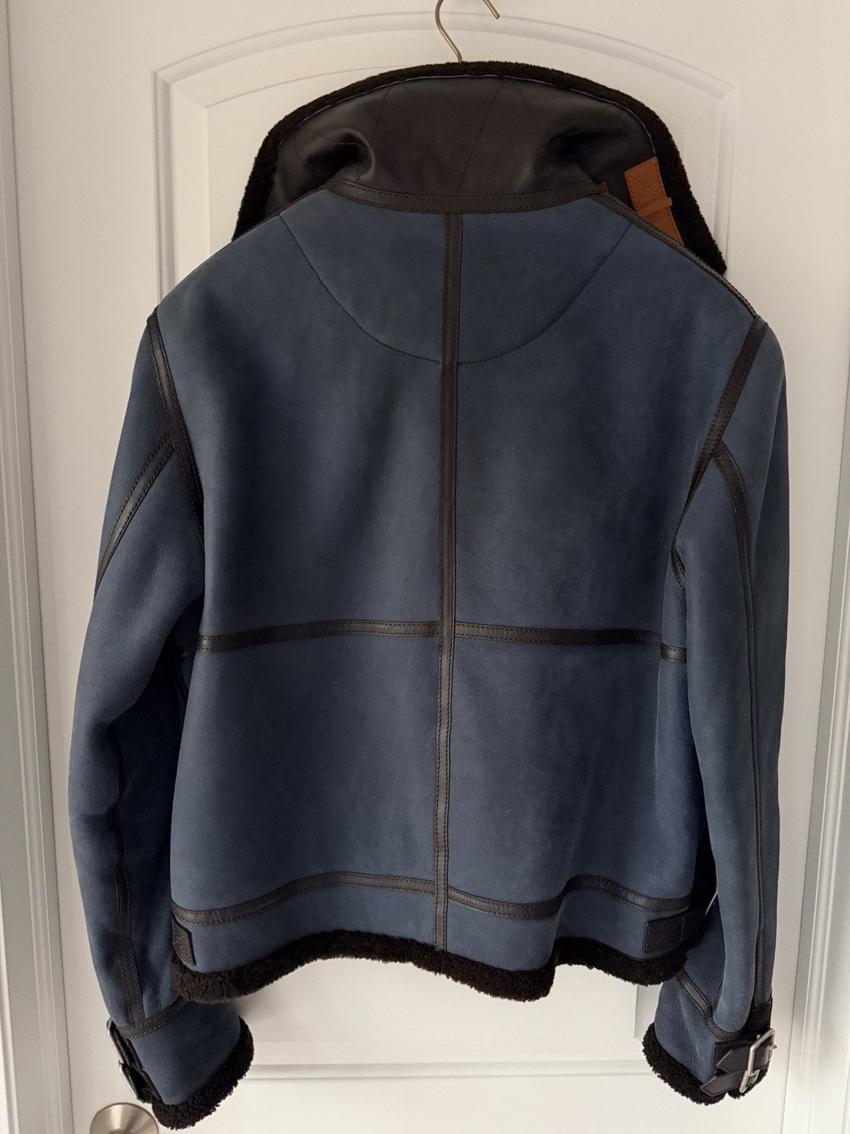 Loewe Loewe Blue Leather Brown Shearling Jacket Size US L / EU 52-54 / 3 - 14 Thumbnail