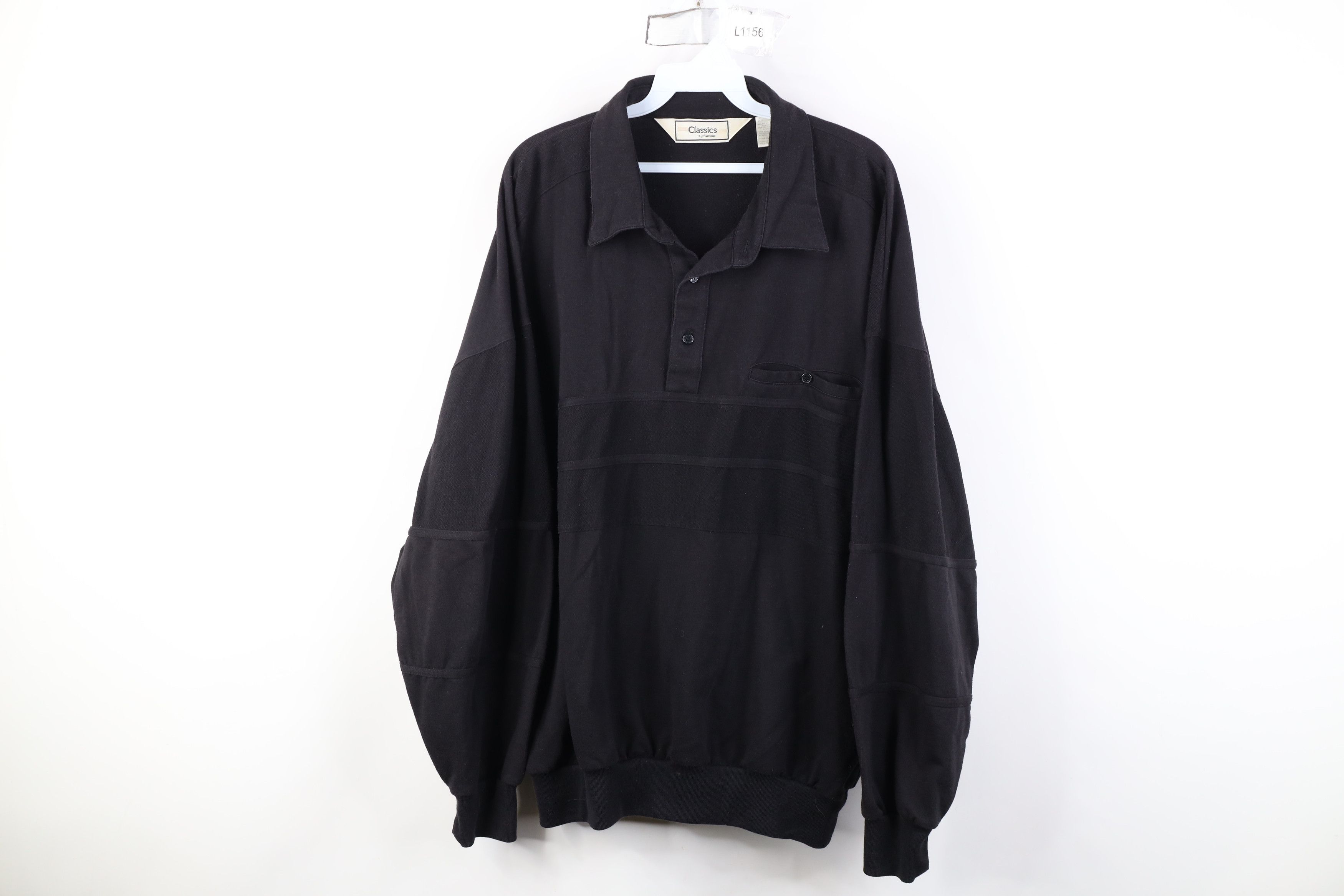 Vintage Vintage 90s Streetwear Long Sleeve Rugby Polo Shirt Black Size US XXL / EU 58 / 5 - 1 Thumbnail