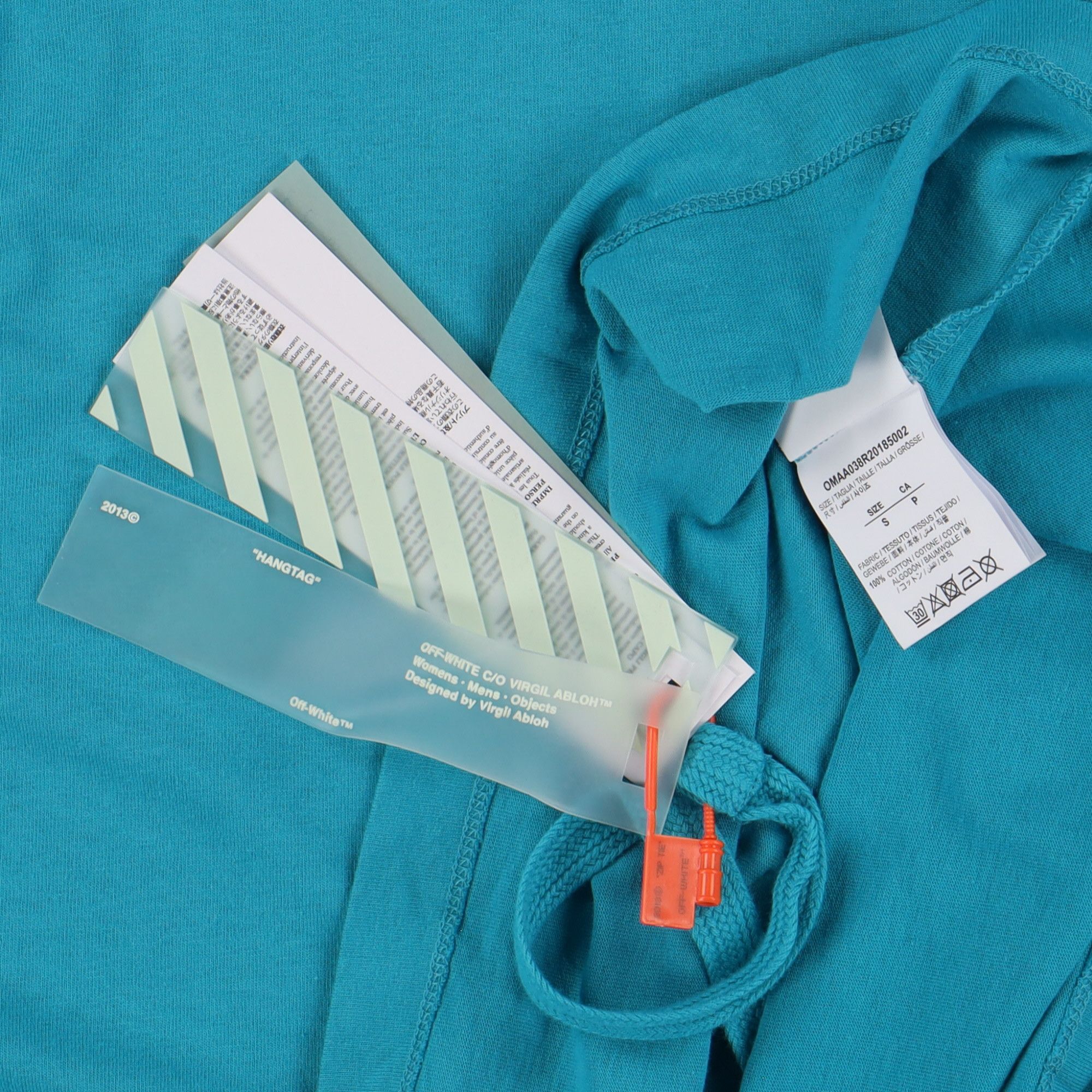 Off-White Blue and Beige Tape Arrows Logo Oversized T-Shirt Size US S / EU 44-46 / 1 - 7 Thumbnail