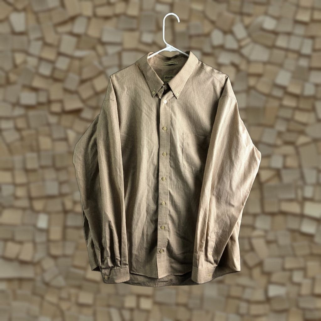 Eddie Bauer Eddie Bauer Shirt Button-Down Plaid Beige Long Sleeve XLT Mens Size US XL / EU 56 / 4 - 1 Thumbnail