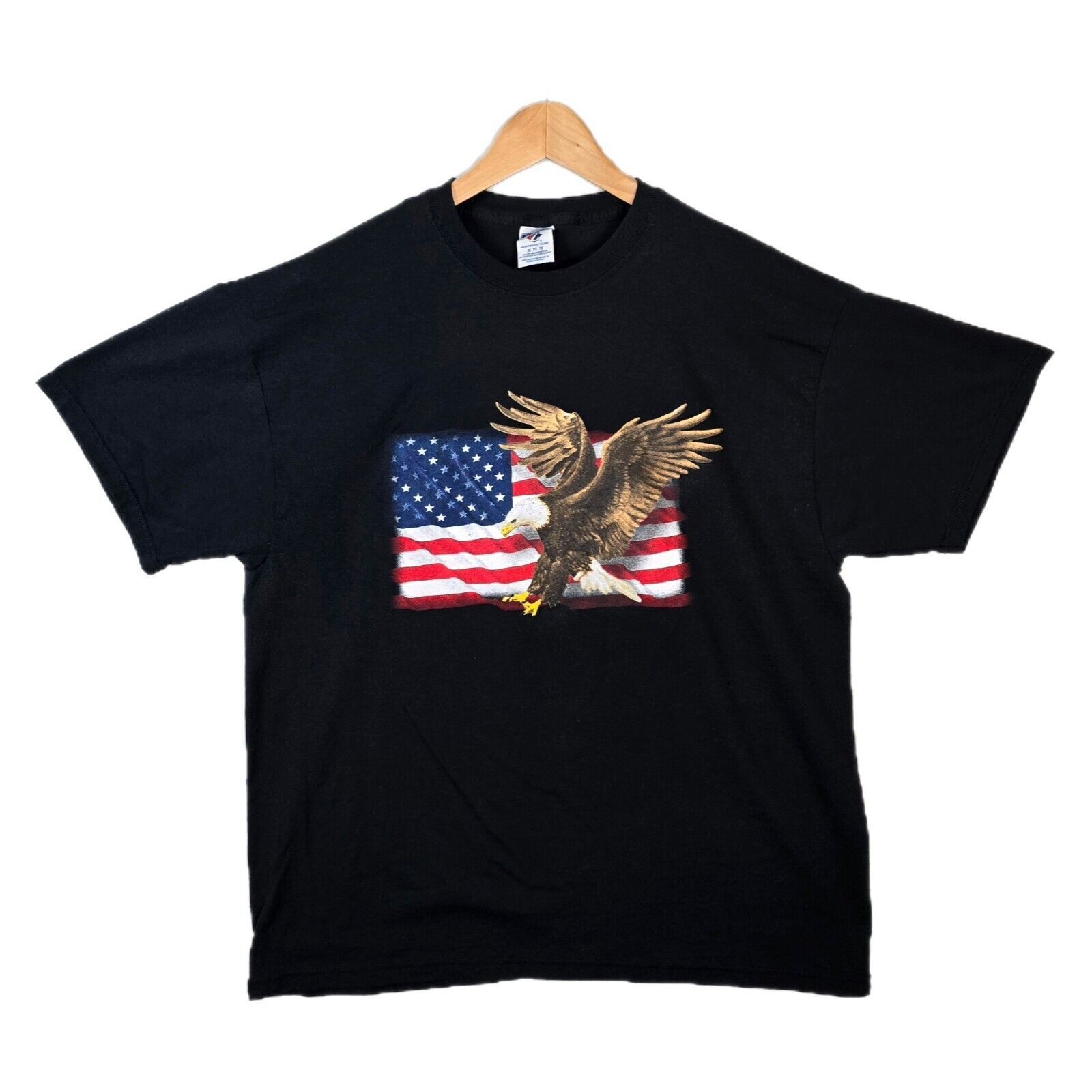 Jerzees Vintage American Eagle USA Flag Men's T-Shirt XL Y2K Vtg Size US XL / EU 56 / 4 - 1 Thumbnail