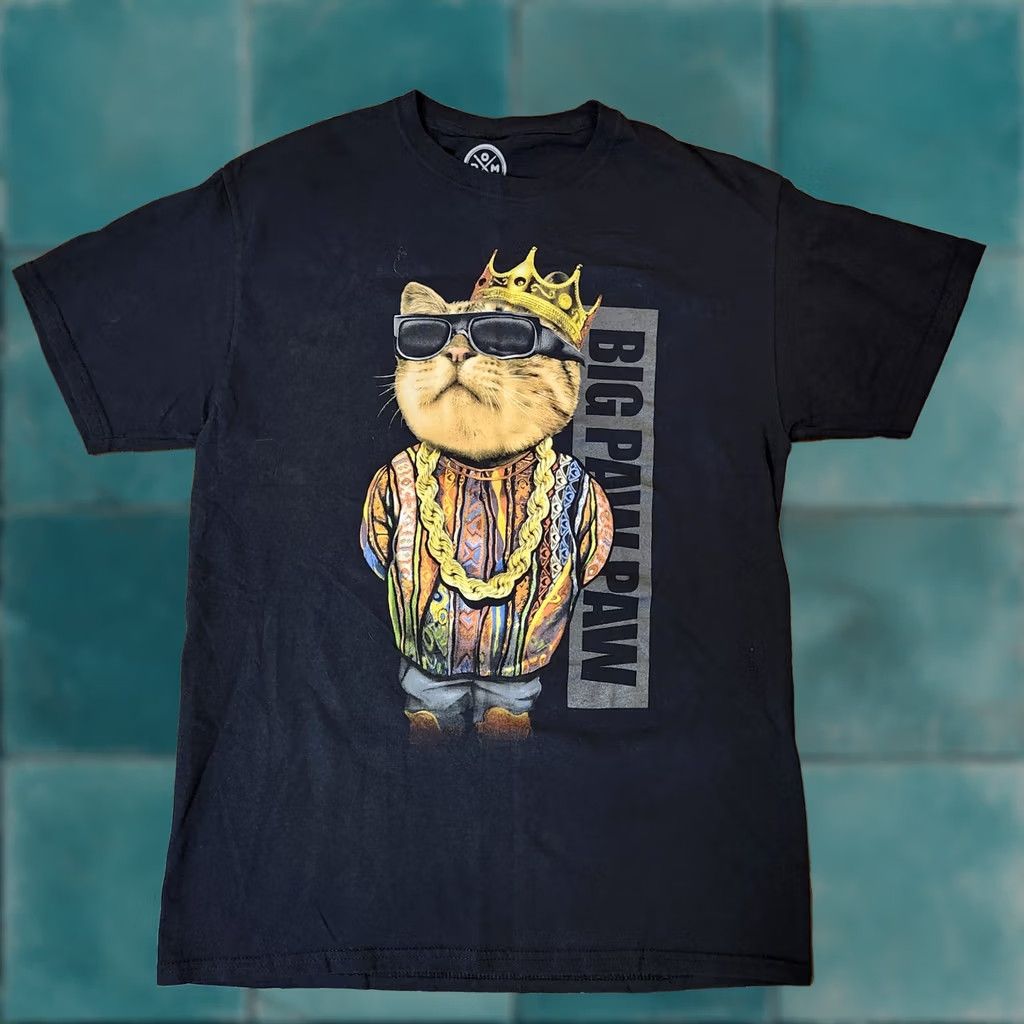 Vintage DOM Big Paw Paw Notorious BIG Biggie Smalls Funny Cat Spoof Graphic Shirt M Size US M / EU 48-50 / 2 - 1 Thumbnail