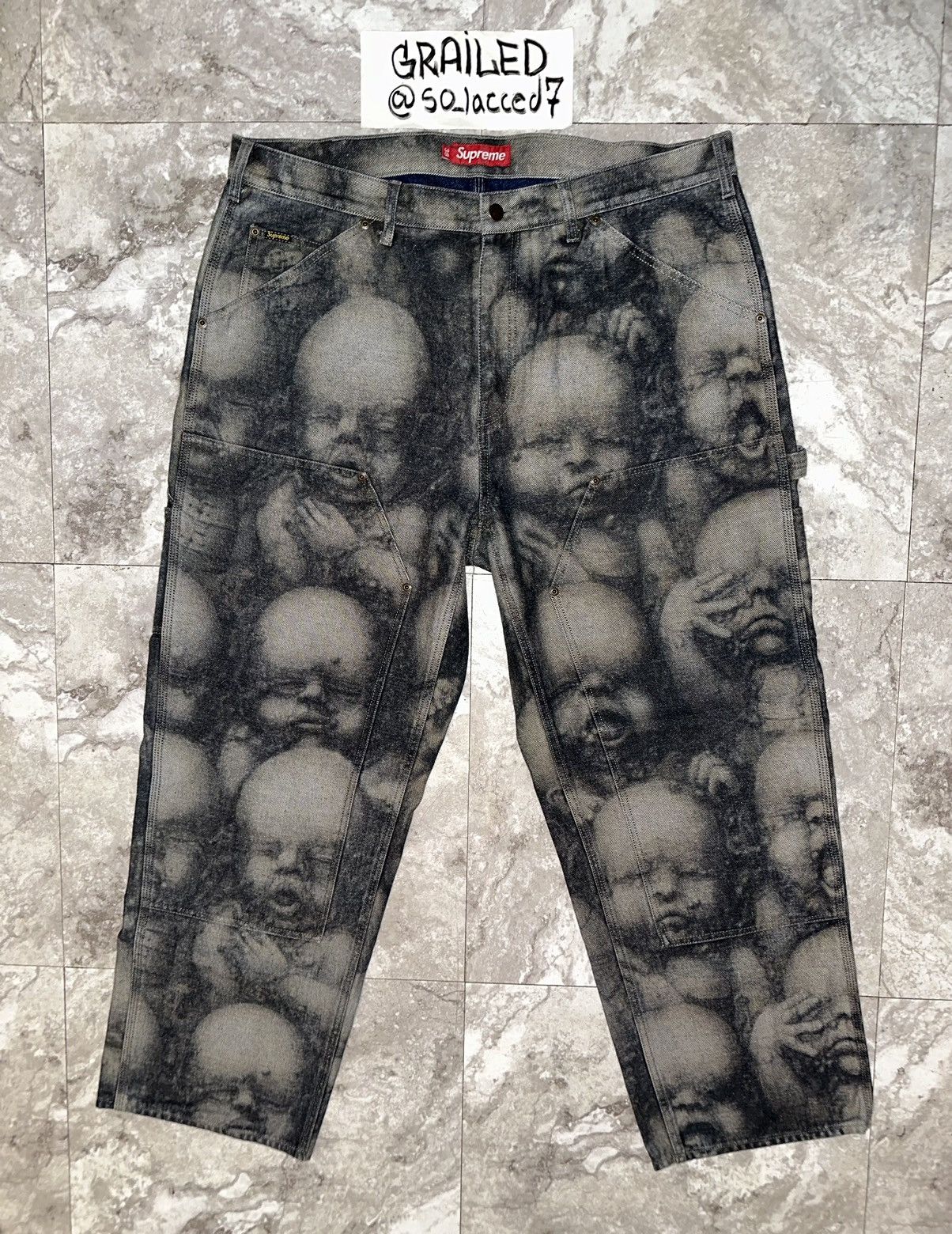 image of Supreme X Hr Giger Double Knee Pants in Indigo, Men's (Size 38)