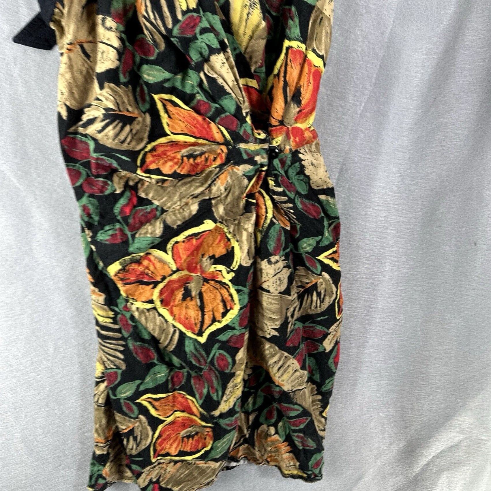 Vintage VINTAGE Barbara Barbara Midi Wrap Dress Womens Medium Floral Black 80s 90s Cottagecore Size M / US 6-8 / IT 42-44 - 4 Thumbnail