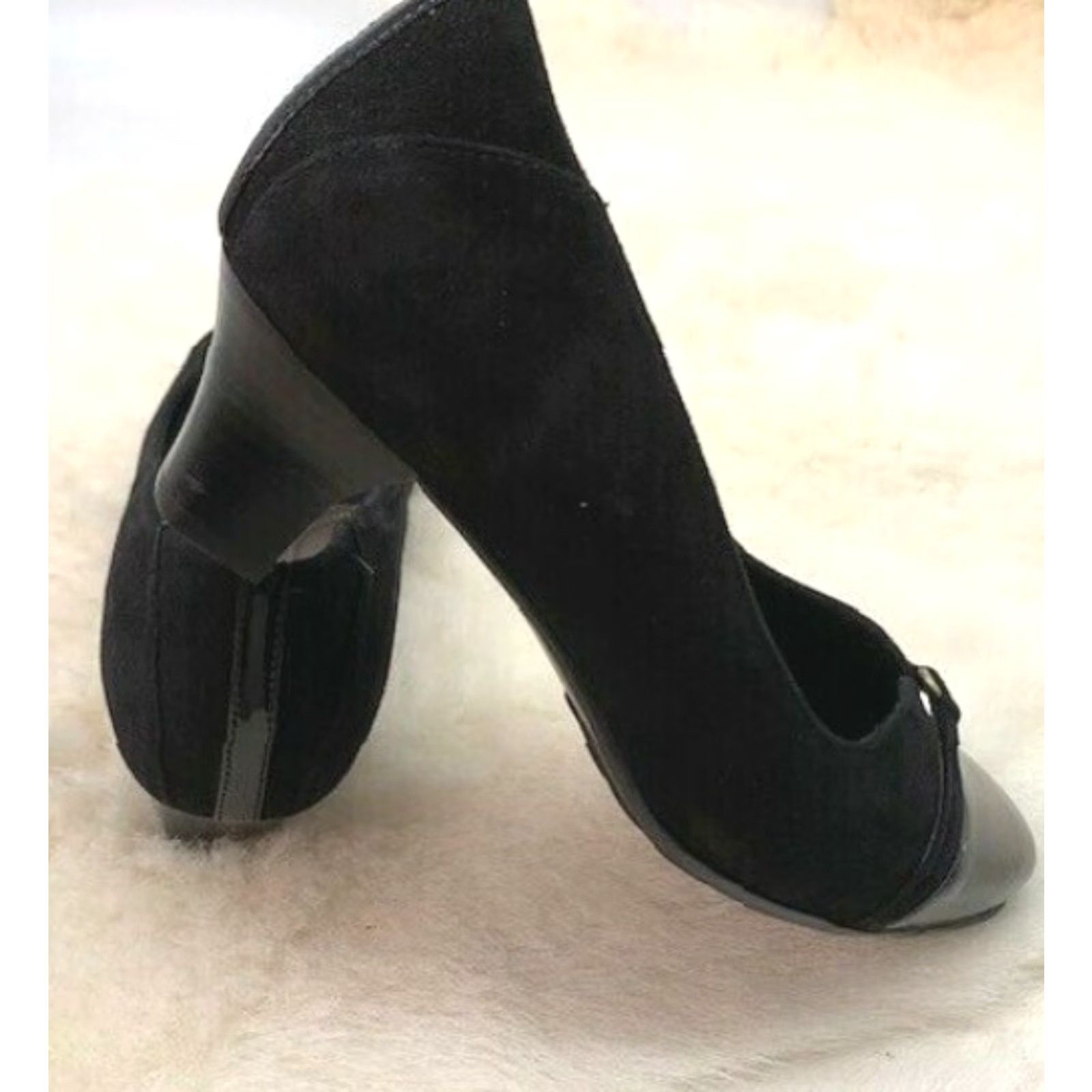 Vintage Aravon Pumps Mary Jane Suede Cap Toe Black Women's Size 9 B Size ONE SIZE - 2 Thumbnail