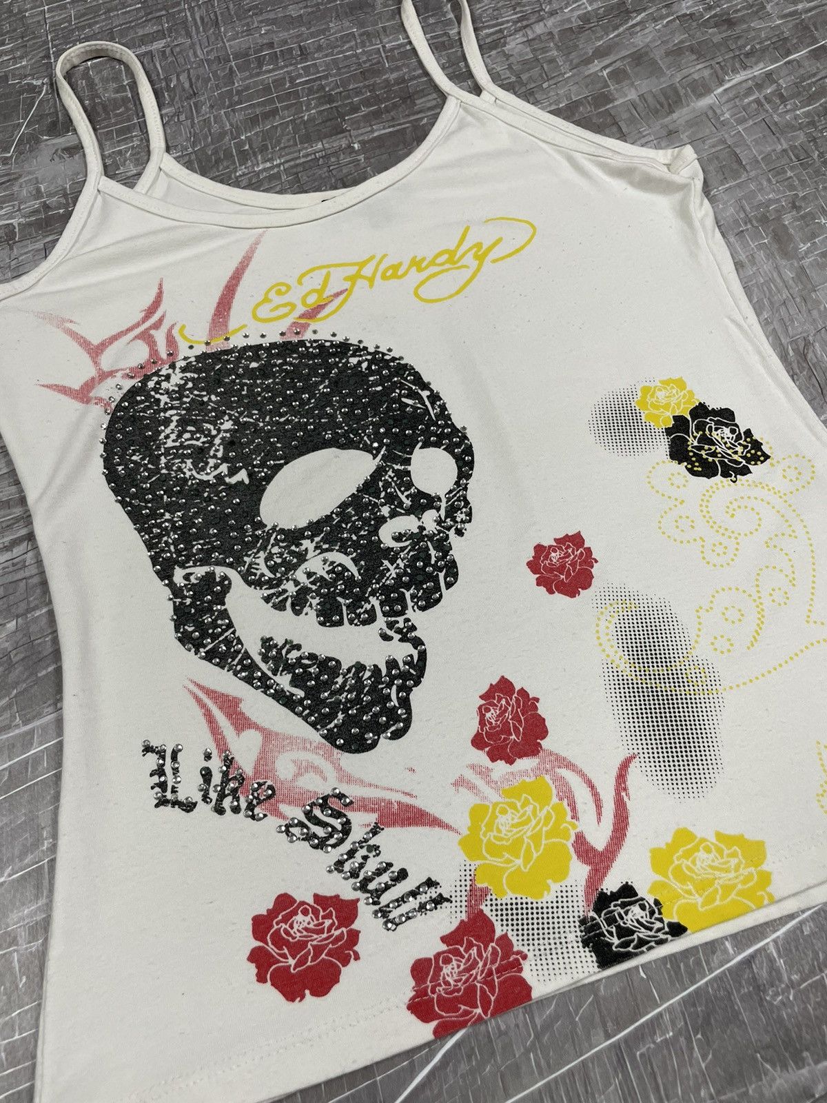 Ed Hardy ED HARDY VINTAGE Y2K TANK TOP RHINESTONES SKULL PRINT Size M / US 6-8 / IT 42-44 - 5 Thumbnail