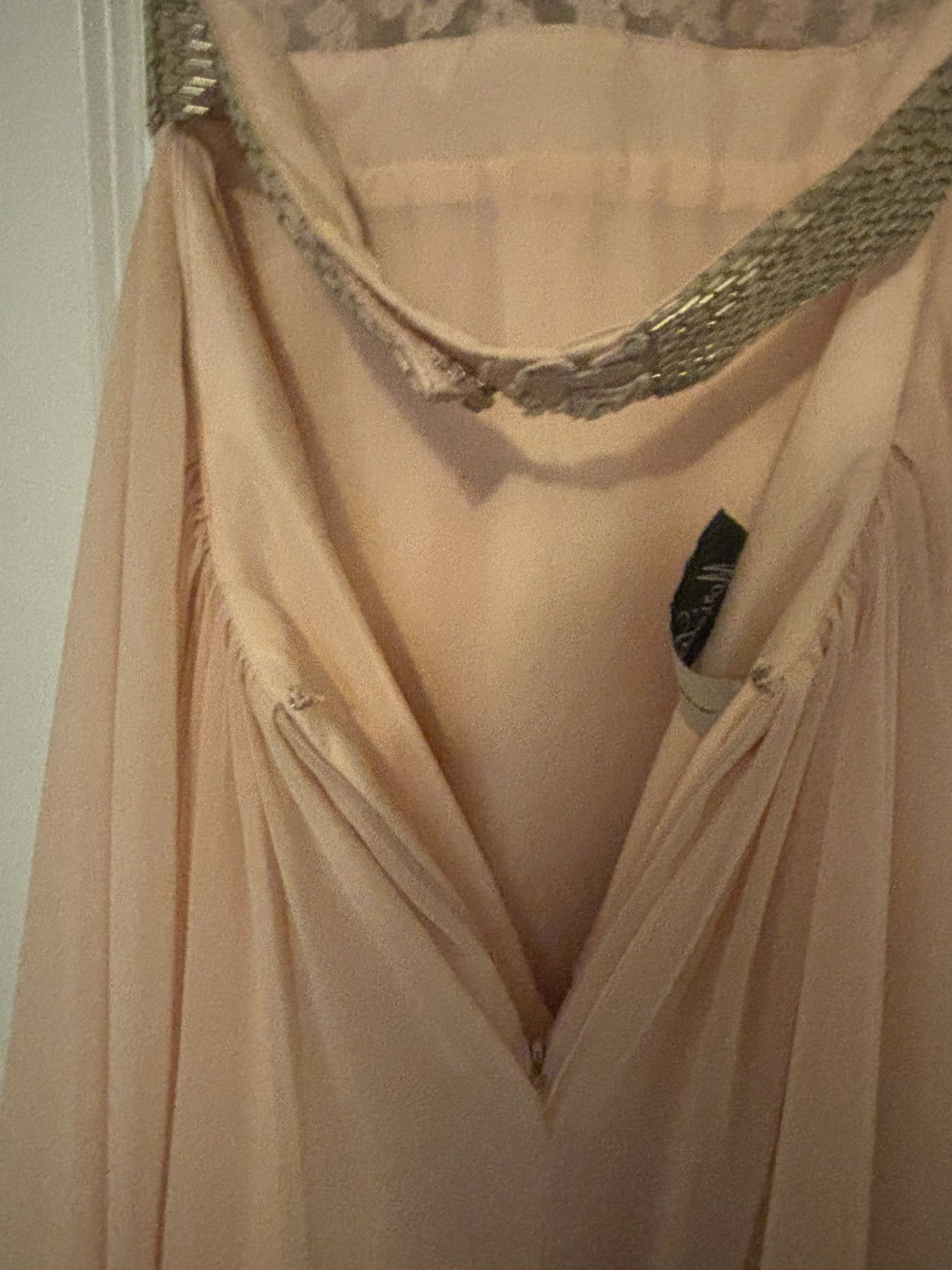 Designer Nude/Peach Formal Gown Backless Embellished Lace Like New 4 Size S / US 4 / IT 40 - 5 Thumbnail