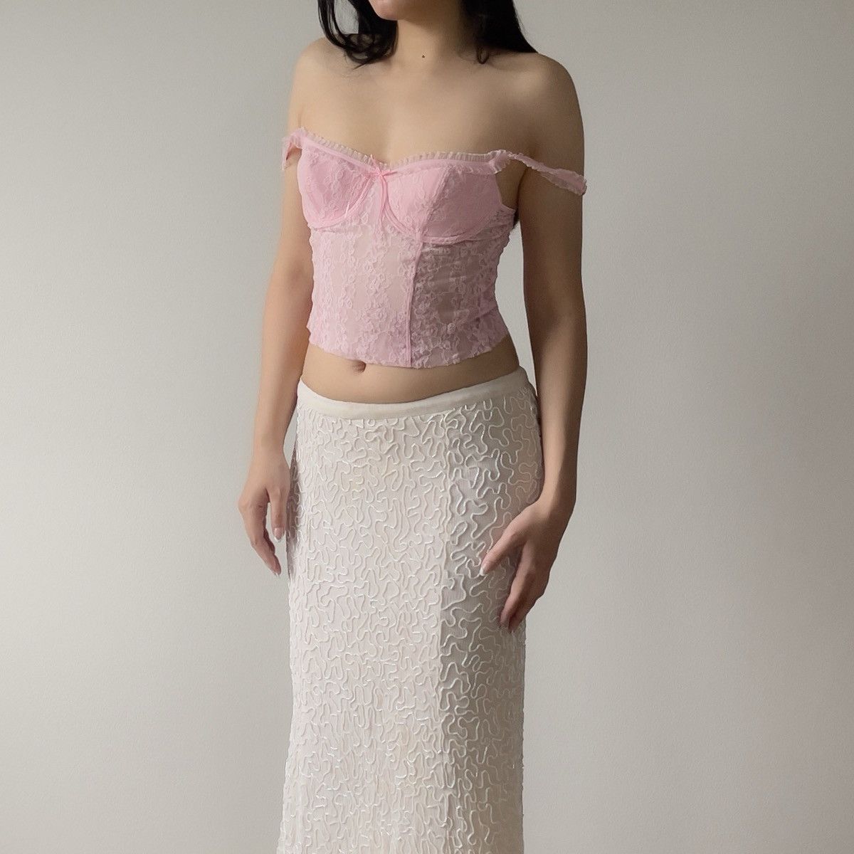 Victoria's Secret Victoria’s Secret Pink Floral Lace Bustier Top (S–M) Size M / US 6-8 / IT 42-44 - 1 Thumbnail