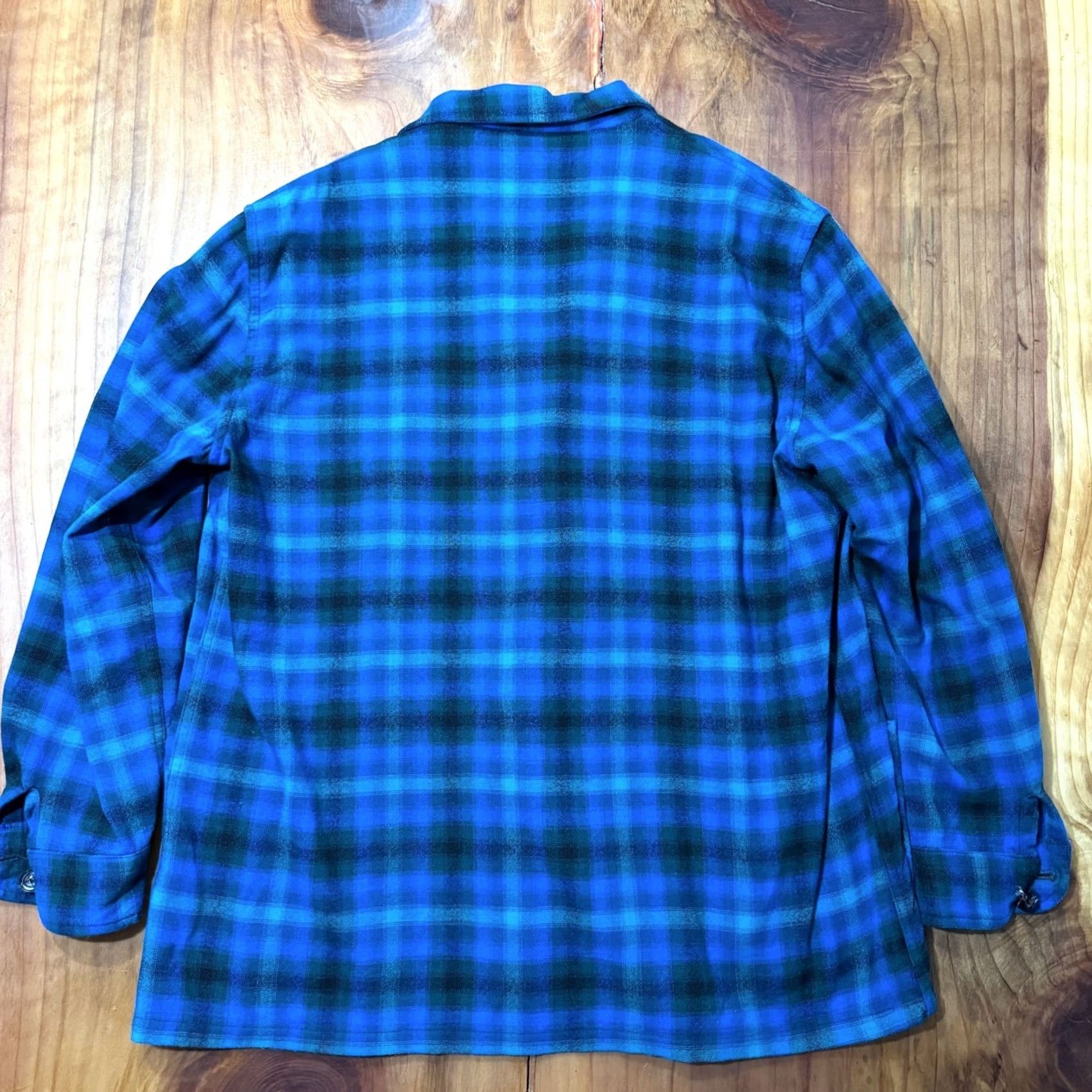 Pendleton VINTAGE Pendleton Jacket XL Blue 60s Wool Button Chore Coat Car Blazer Plaid OO24 Size 46R - 4 Thumbnail