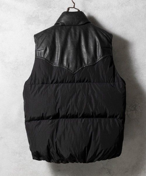 Number (N)ine Number nine COMBINATION DOWN VEST Nylon Leather Size US L / EU 52-54 / 3 - 9 Thumbnail