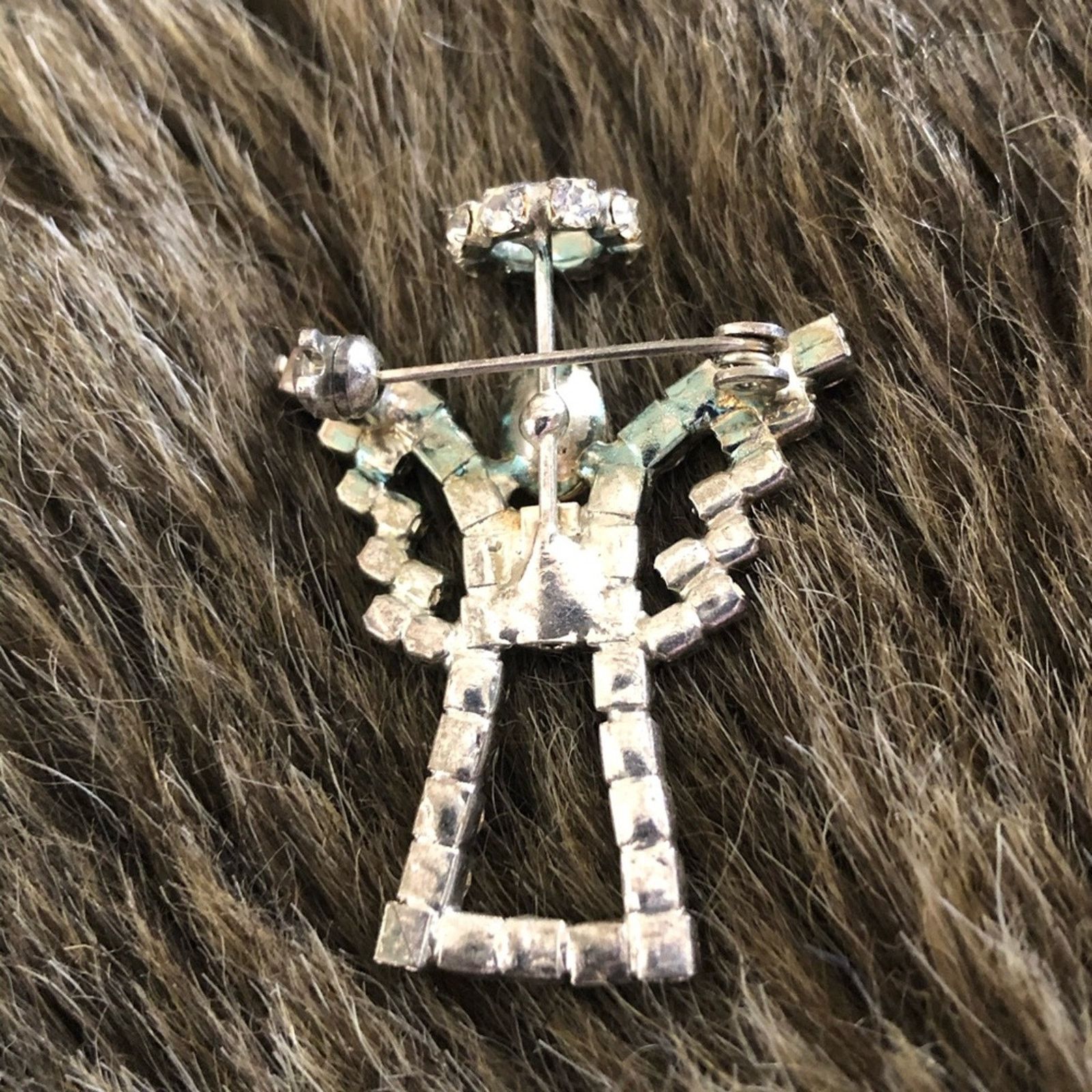 Vintage Vintage clear rhinestone angel with halo brooch Size ONE SIZE - 2 Thumbnail