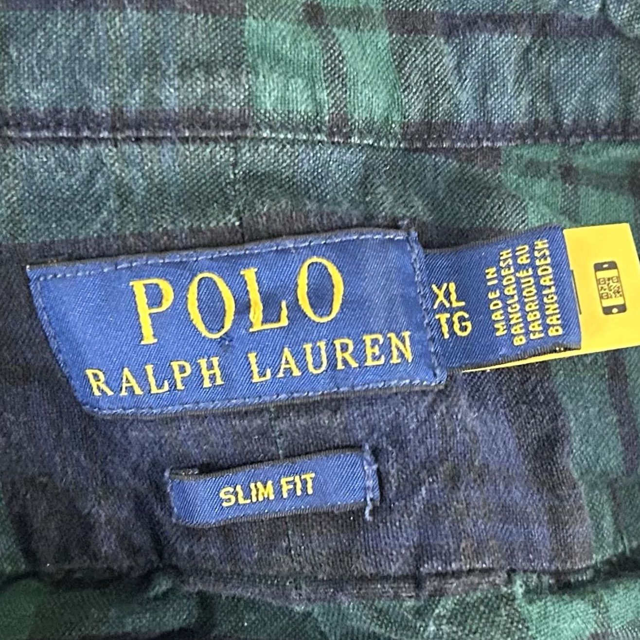 Polo Ralph Lauren Polo Ralph Lauren XL Slim Fit Flannel Shirt Green Blue Plaid Cotton Button Down Shirt Men Button-Up Button-Front Somethings Size US XL / EU 56 / 4 - 3 Thumbnail