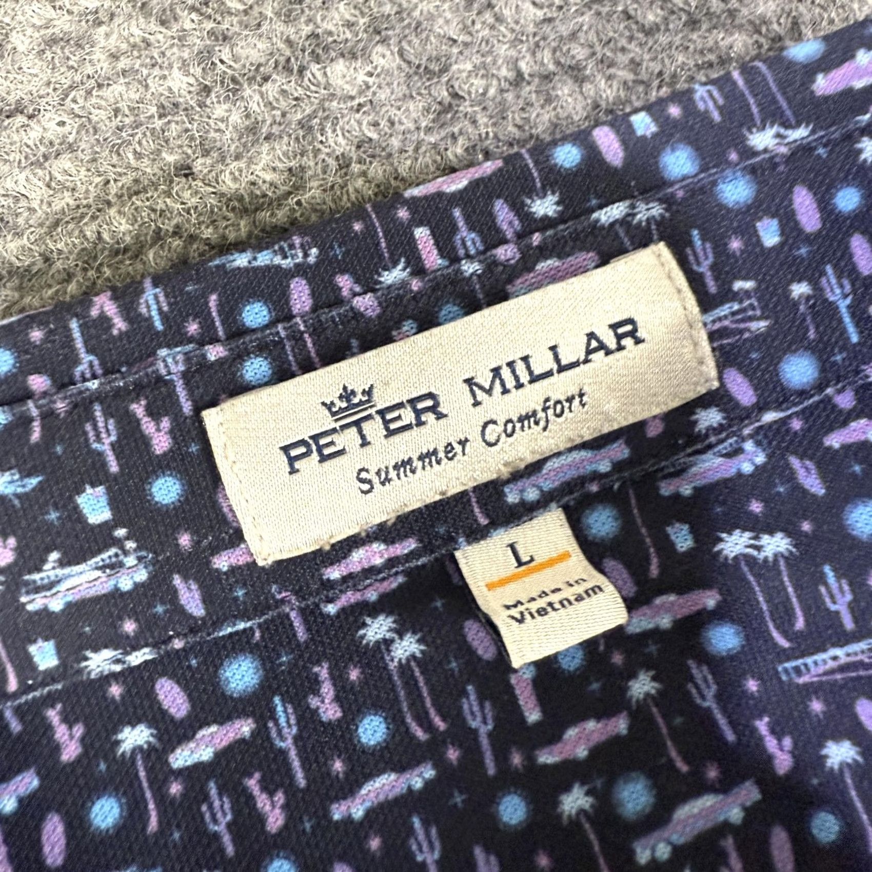 Peter Millar Peter Millar Polo Shirt Mens Large Navy Summer Comfort Golf All Over Print Size US L / EU 52-54 / 3 - 5 Thumbnail