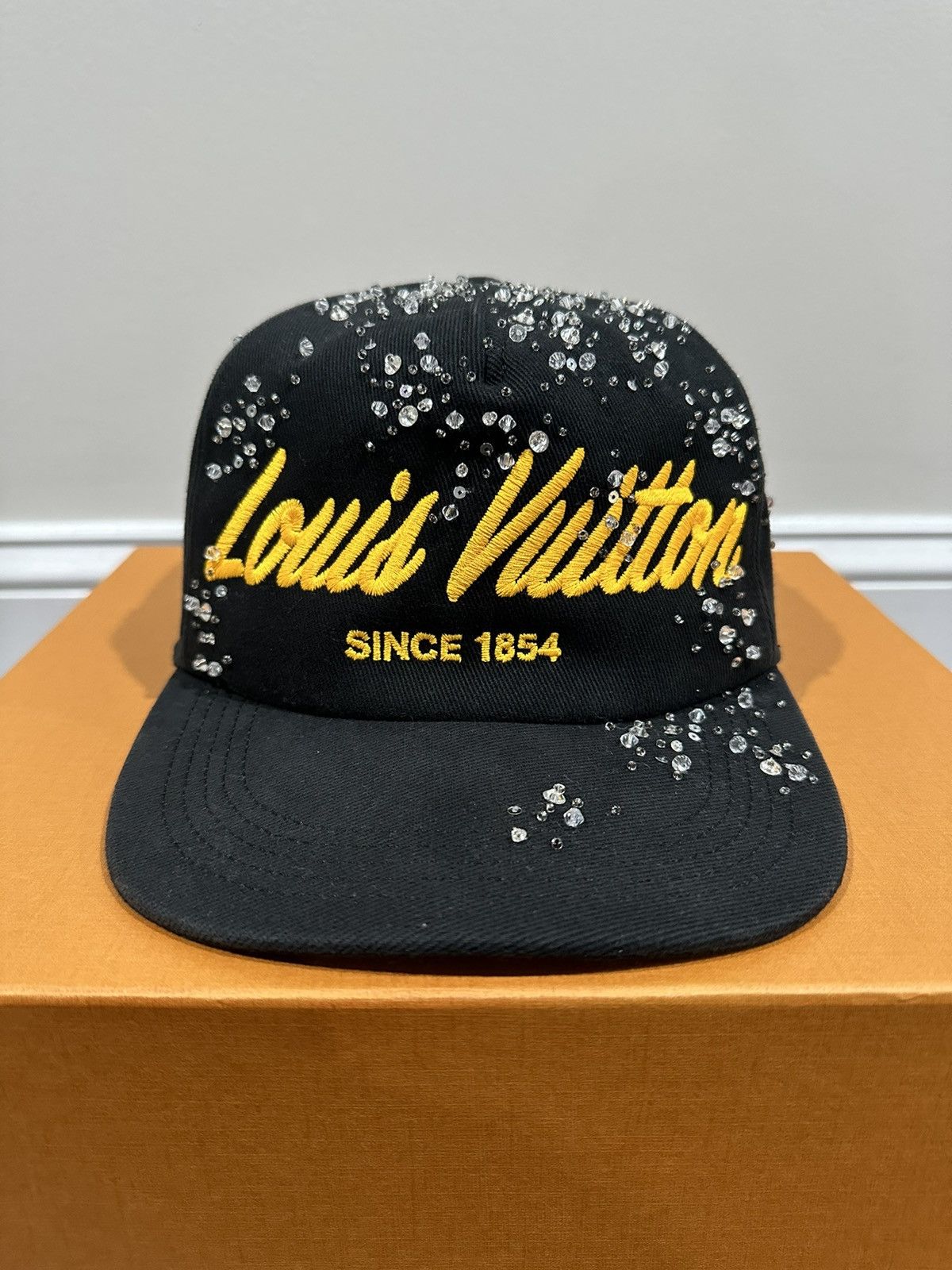 Louis Vuitton Black LV Script Crystals Hat