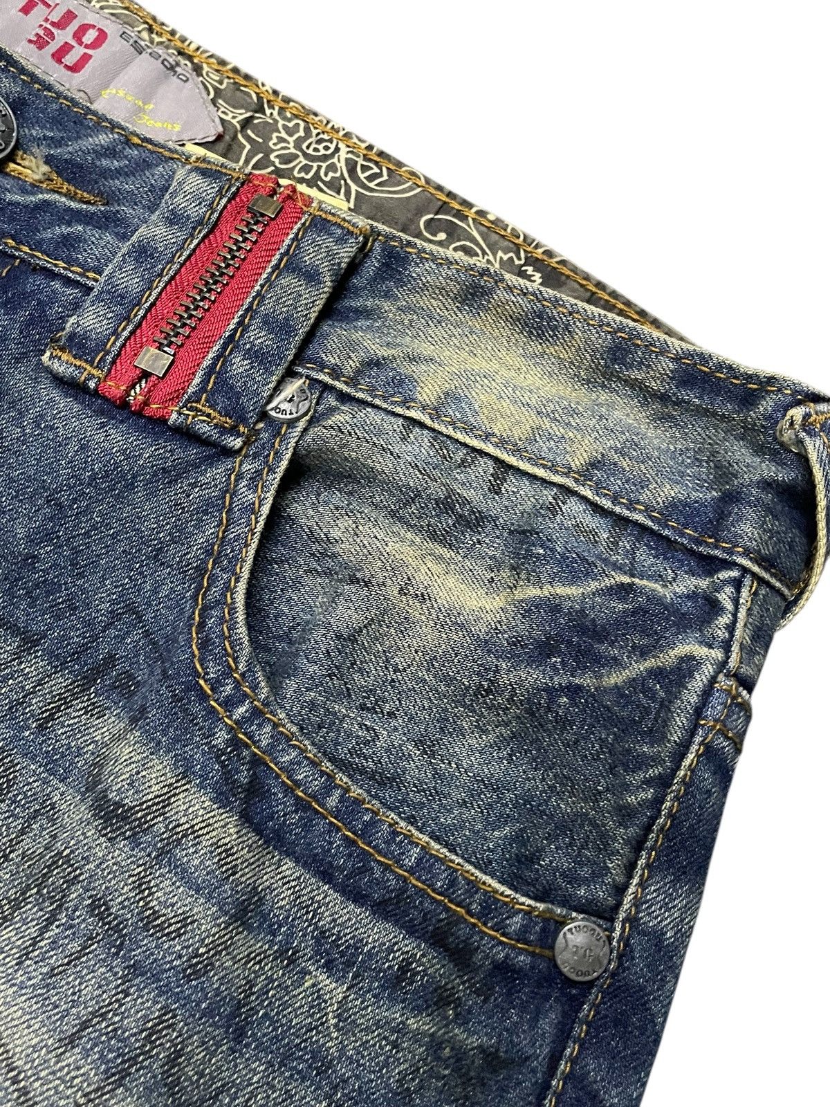 GOSTAR DE FUGA × Hysteric Glamour × Japanese Brand TuoGu Poems Muddy Wash Embroidered Jeans Size US 30 / EU 46 - 12 Thumbnail