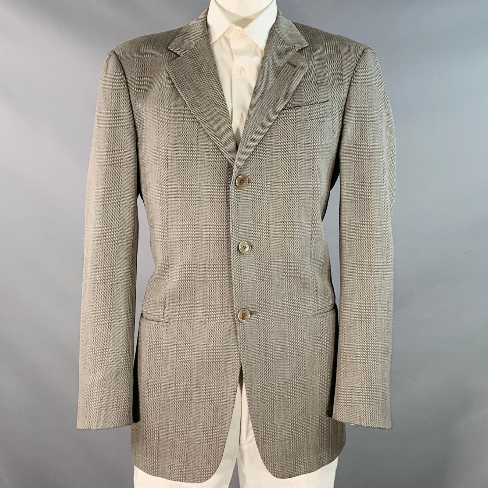 Armani Collezioni Size 42 Black White Glenplaid Wool Blend Sport Coat Size 42R - 1 Thumbnail