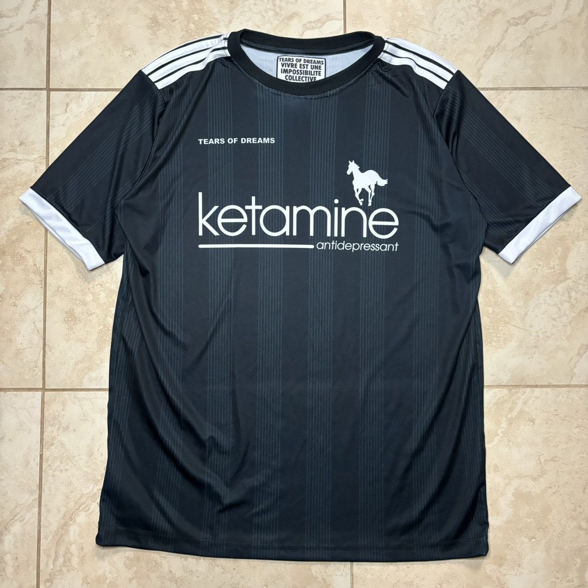 Image of Drain Gang x Goth&money Tears Of Dreams Ketamine Jersey Black White Mens Xl