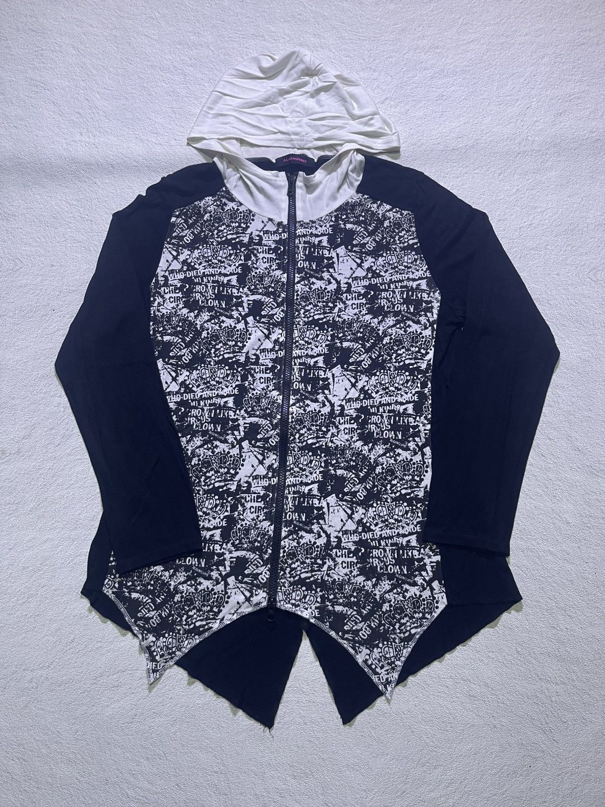 Y2K ALGONQUINS long sleeve tshirt full ziper motif
