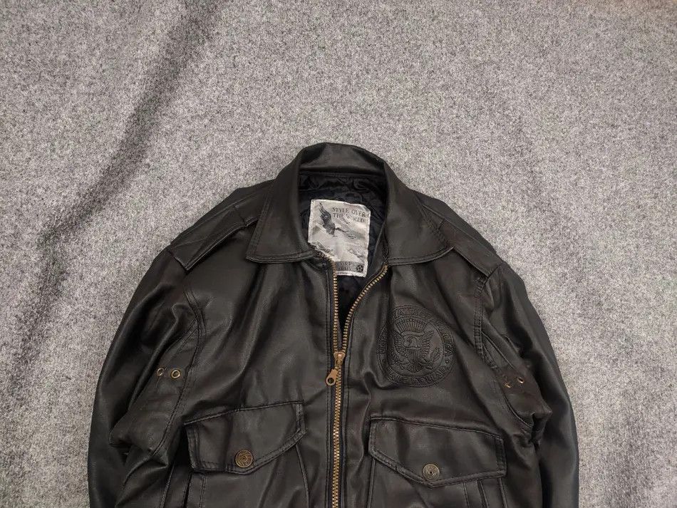 Vintage U.S Army Half Dollar Synthetic leather bomber jacket