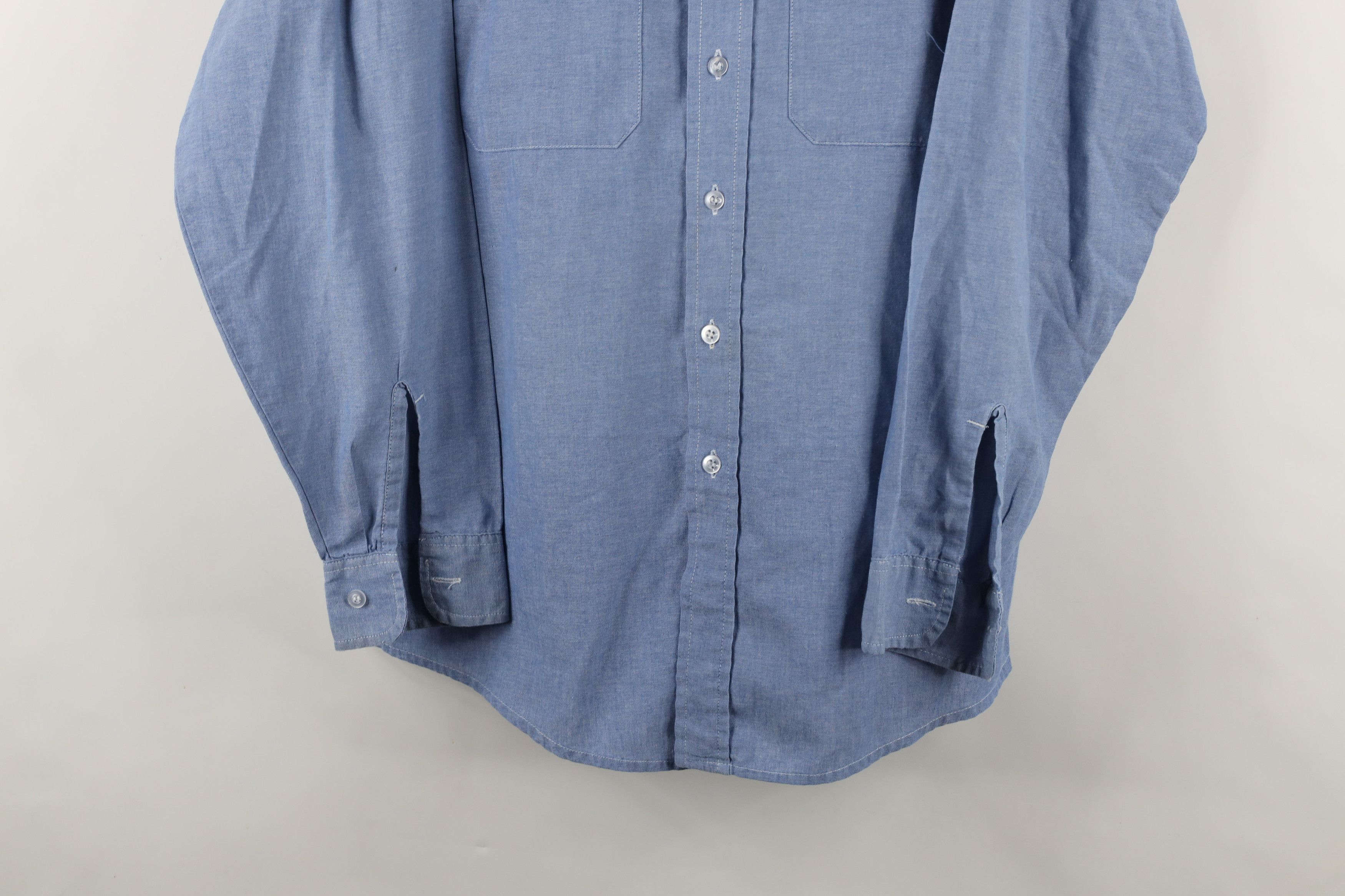 Vintage Vintage 90s Streetwear Chambray Workwear Button Shirt Blue Size US L / EU 52-54 / 3 - 3 Thumbnail