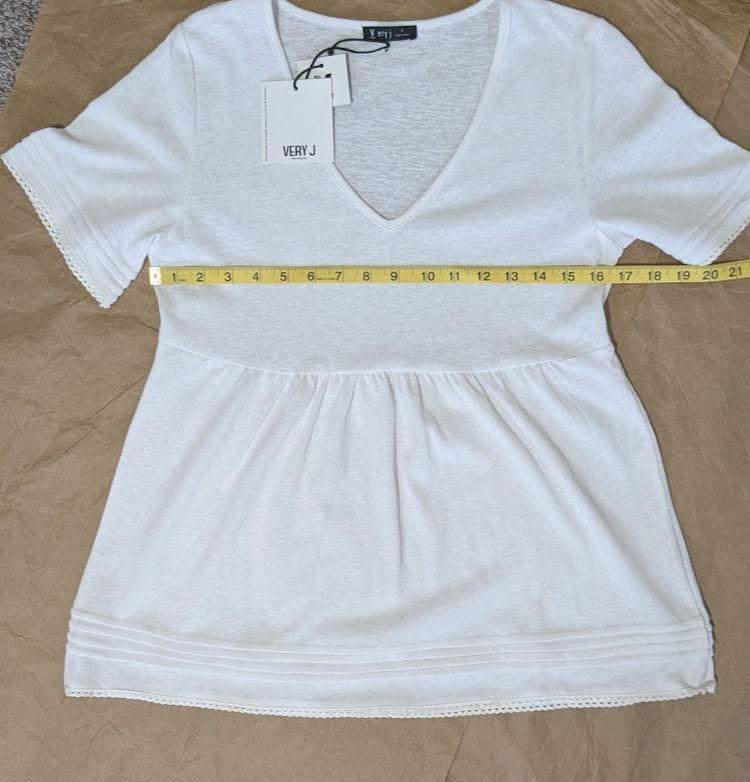 Other Very J white babydoll NWT size S top Size S / US 4 / IT 40 - 3 Thumbnail