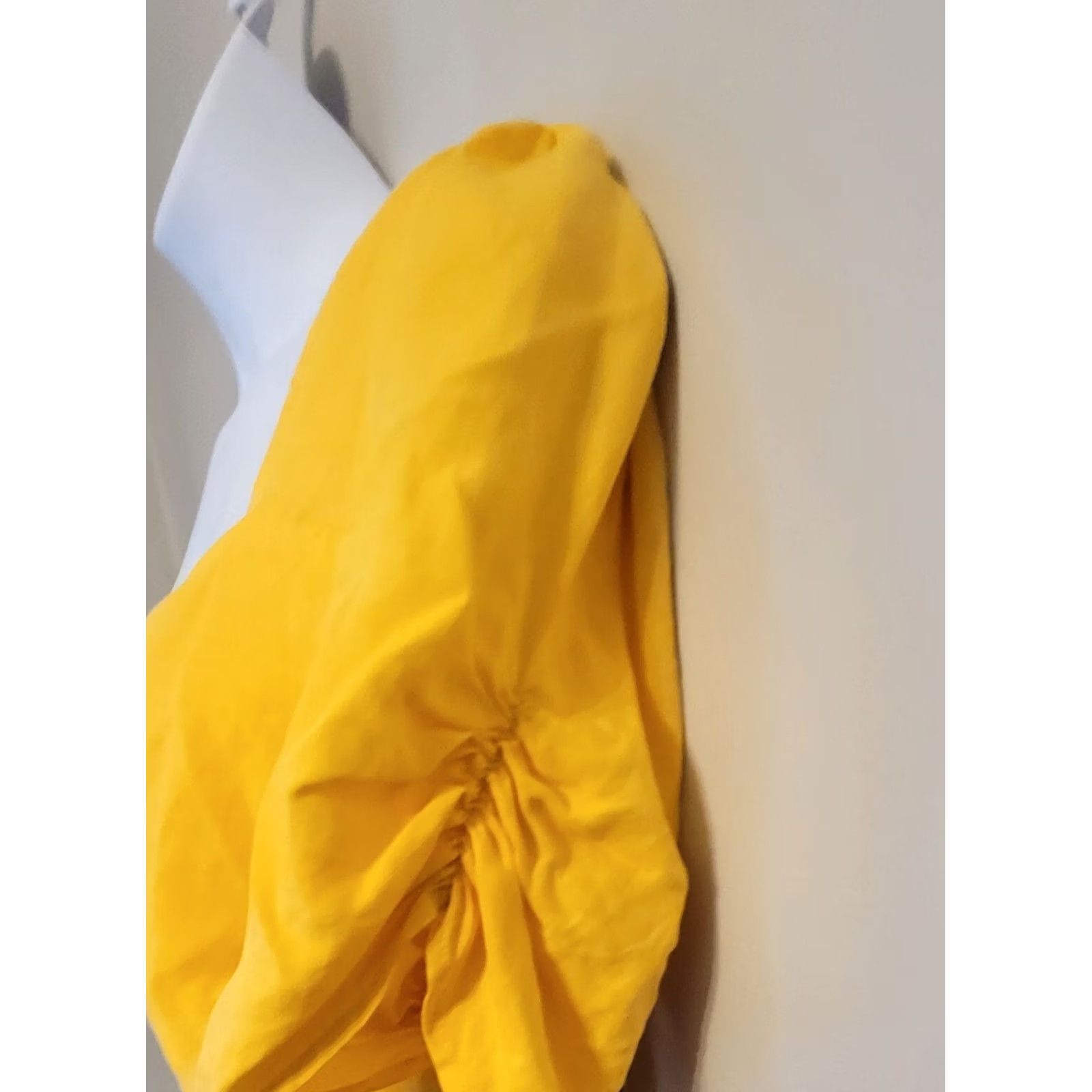 Forever 21 FOREVER 21 Top Womens 1X Yellow Plus Linen Ruched Crop Pinup Clubwear Size XL / US 12-14 / IT 48-50 - 3 Thumbnail
