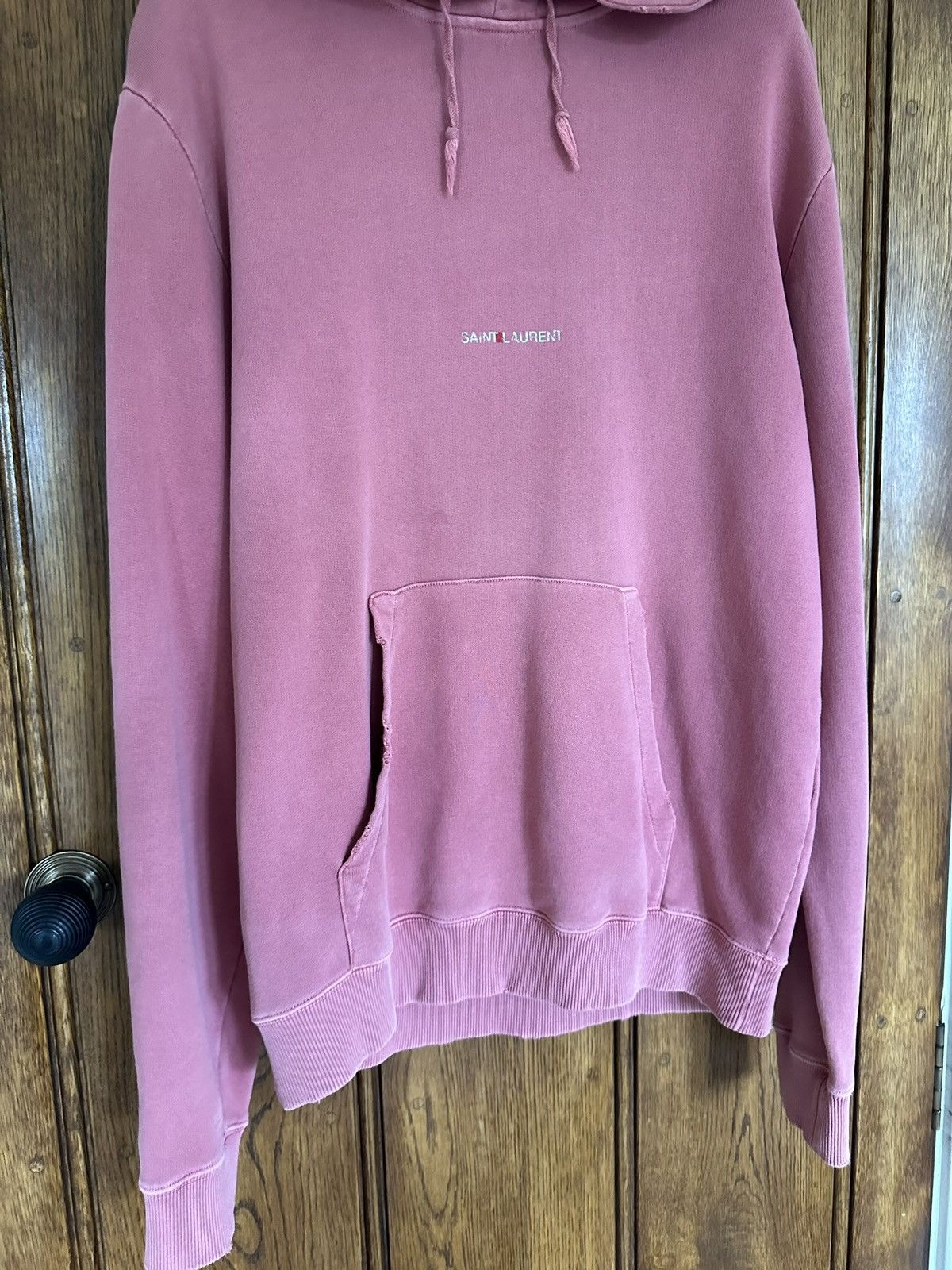 Saint Laurent Paris Saint Laurent Rive Gauche logo distressed hoodie $990 Size US XS / EU 42 / 0 - 14 Thumbnail