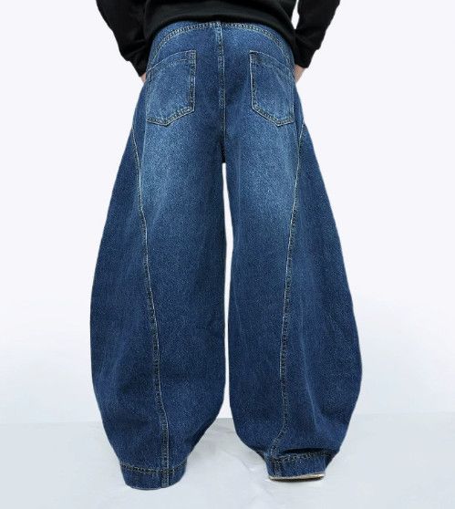 Jean American retro washed distressed trendy curved jeans Size US 32 / EU 48 - 2 Thumbnail