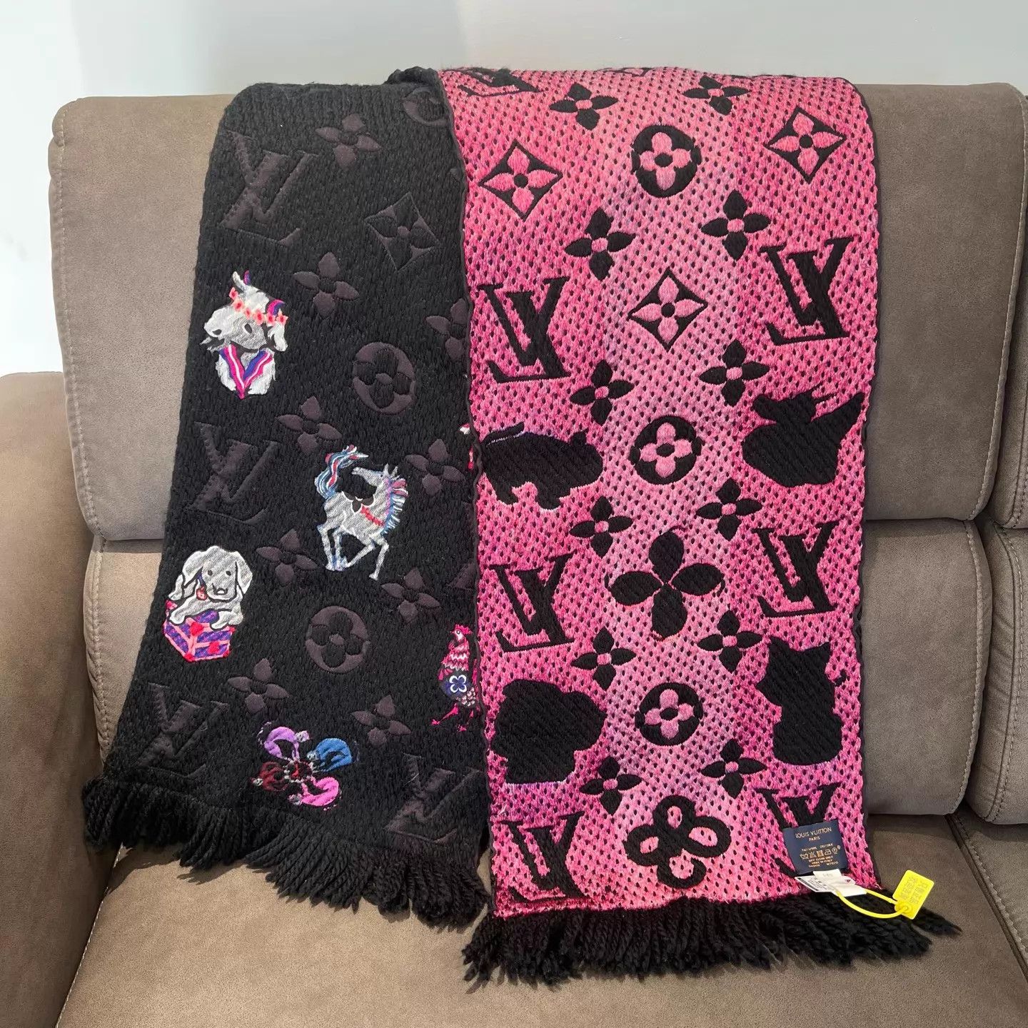 Louis Vuitton LV Zodiac Ltd. Wool Scarf Black-Purple Monogram Size ONE SIZE - 2 Thumbnail