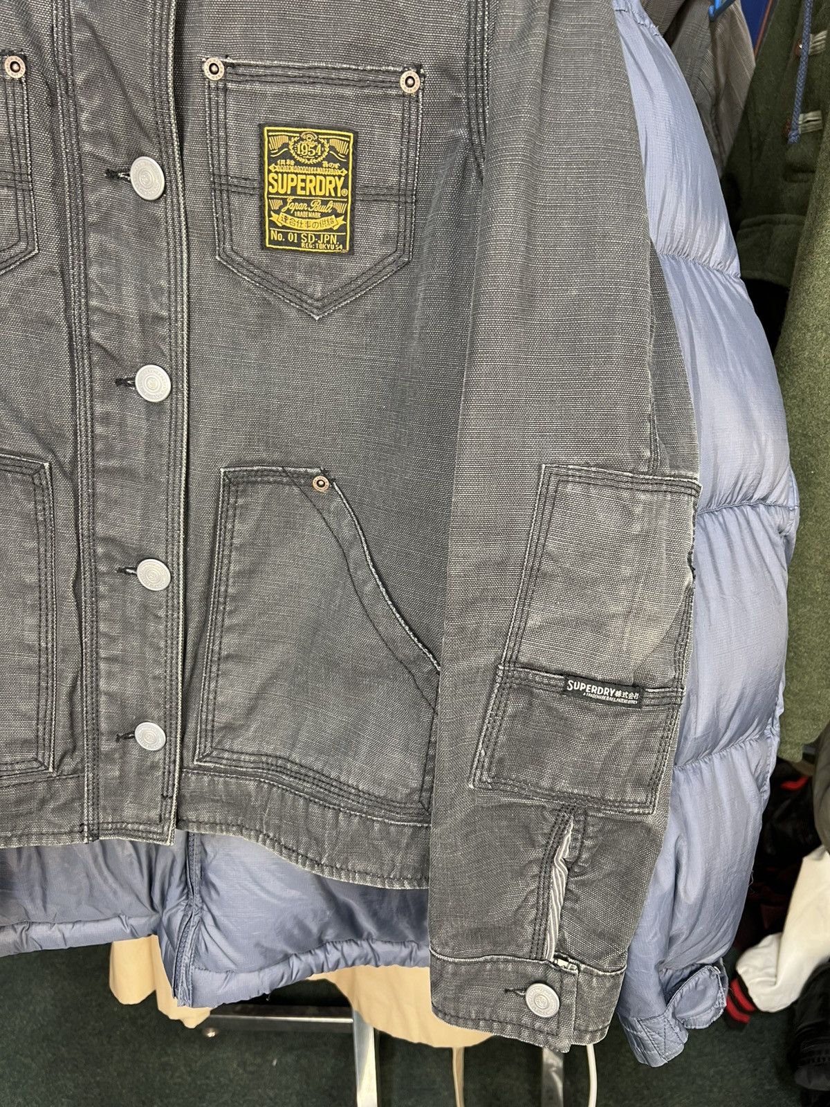 Superdry Superdry Y2K grunge biker raw denim jacket Rick Owens style Size L / US 10 / IT 46 - 2 Thumbnail