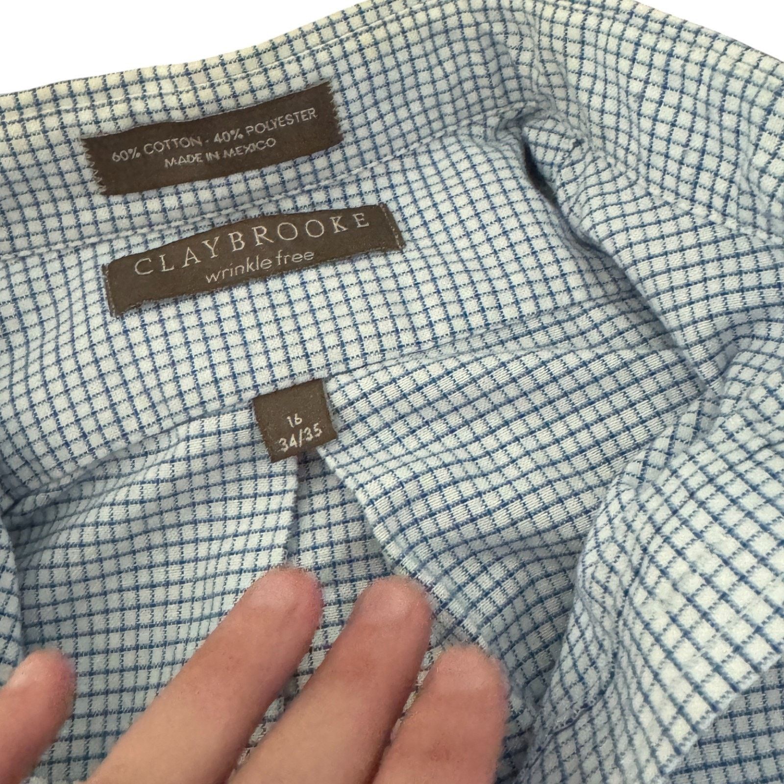 Other Claybrooke Wrinkle Free Button Up Shirt 16 34/35 Blue Check Size US L / EU 52-54 / 3 - 11 Thumbnail