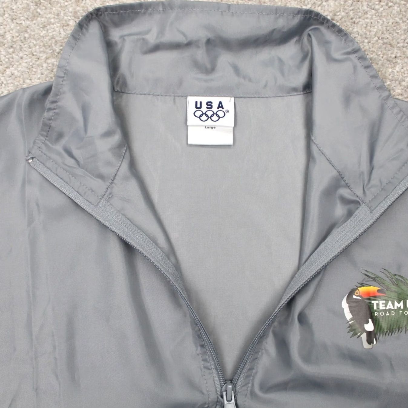 Logo 7 Team USA Windbreaker Jacket Men L Gray 1/4 Zip Rio Olympics Logo Pullover Size US L / EU 52-54 / 3 - 5 Thumbnail