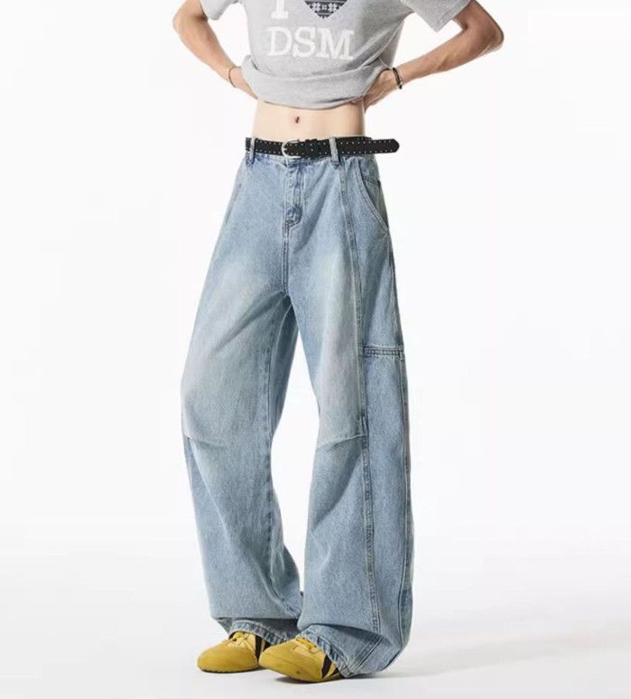 Japanese Brand American retro blue loose straight-leg scimitar jeans Size US 32 / EU 48 - 3 Thumbnail