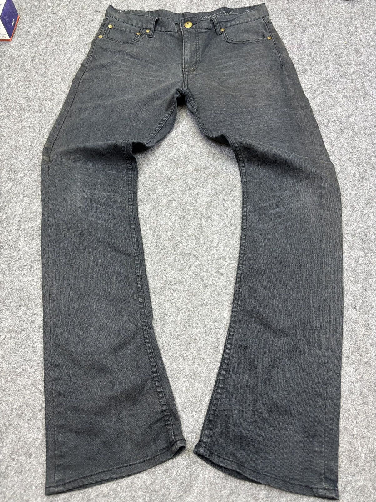 Japanese Brand 💥Flare💥 Urban Craft Black Wash Minimalist Denim F828 Size US 33 - 19 Thumbnail