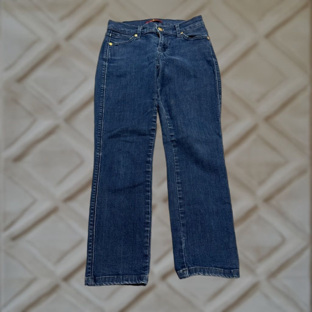 7 For All Mankind 7 For All Mankind Slim Straight Denim Jeans Womens 24 Blue Dark Wash Mid Rise Size 24" / US 00 / IT 34 - 1 Thumbnail