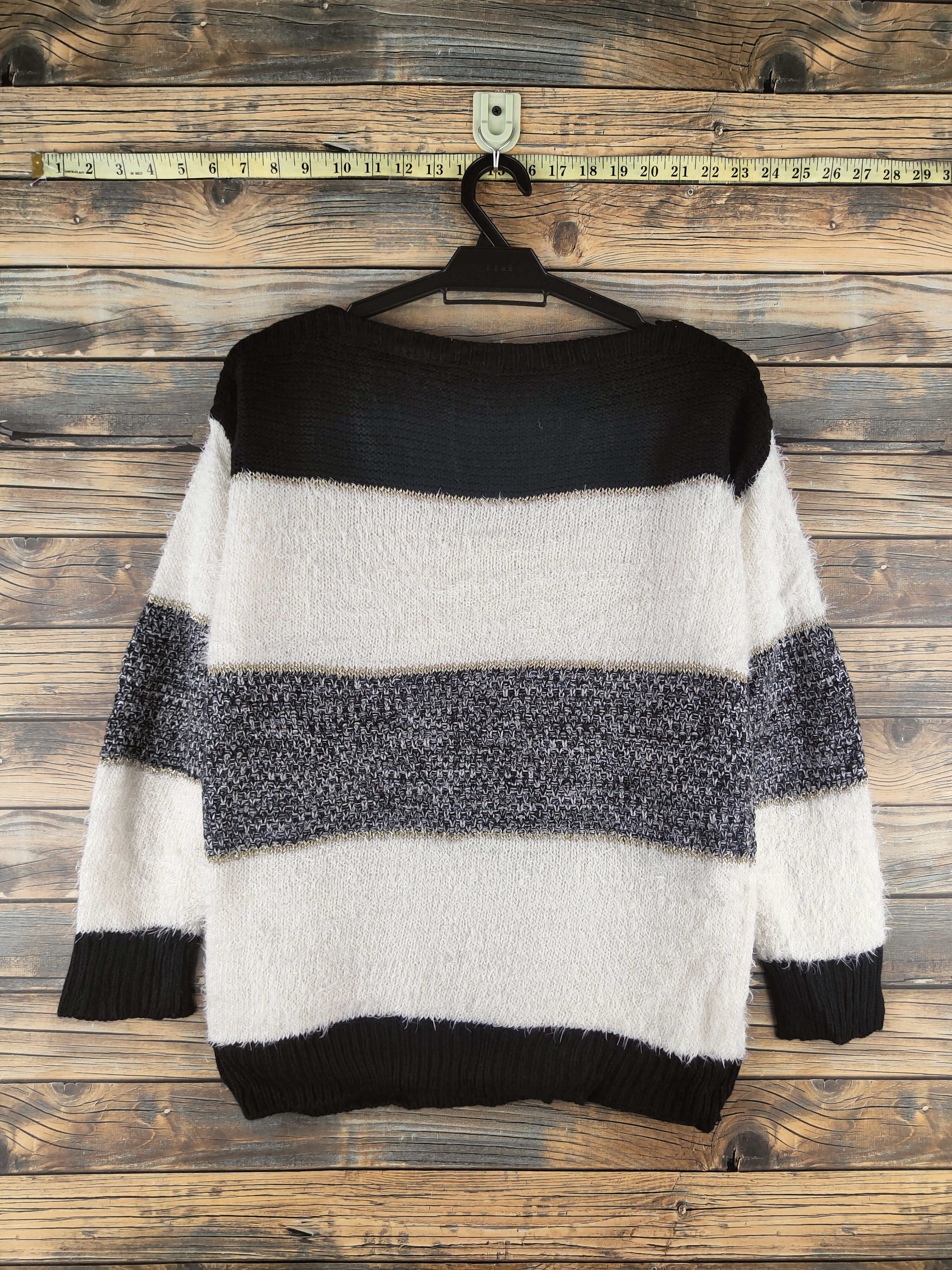 Japanese Brand DL HK Works London Black White Fur Mohair Knitwear #46-908 Size M / US 6-8 / IT 42-44 - 7 Thumbnail