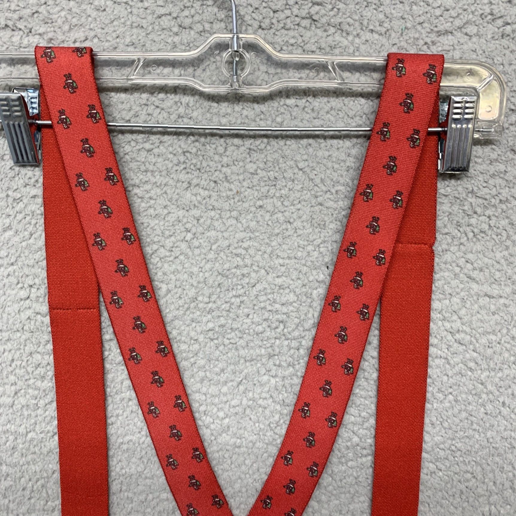 Vintage Christmas Suspenders Red Santa Claus Carrying His Bag Holiday Men Clip Holiday Christmas Suspenders Red Santa Claus Carrying His Bag Clip Men Size ONE SIZE - 5 Thumbnail