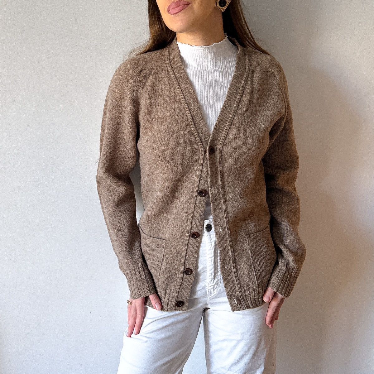 Alan Paine Alan Paine vintage 80s wool beige cardigan buttons Size US S / EU 44-46 / 1 - 3 Thumbnail