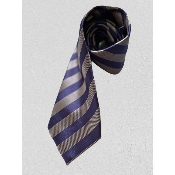 Luigi Borrelli LUIGI BORRELLI Napoli Men's 100% Silk Tie Blue Gray/Silver S Size ONE SIZE - 1 Thumbnail