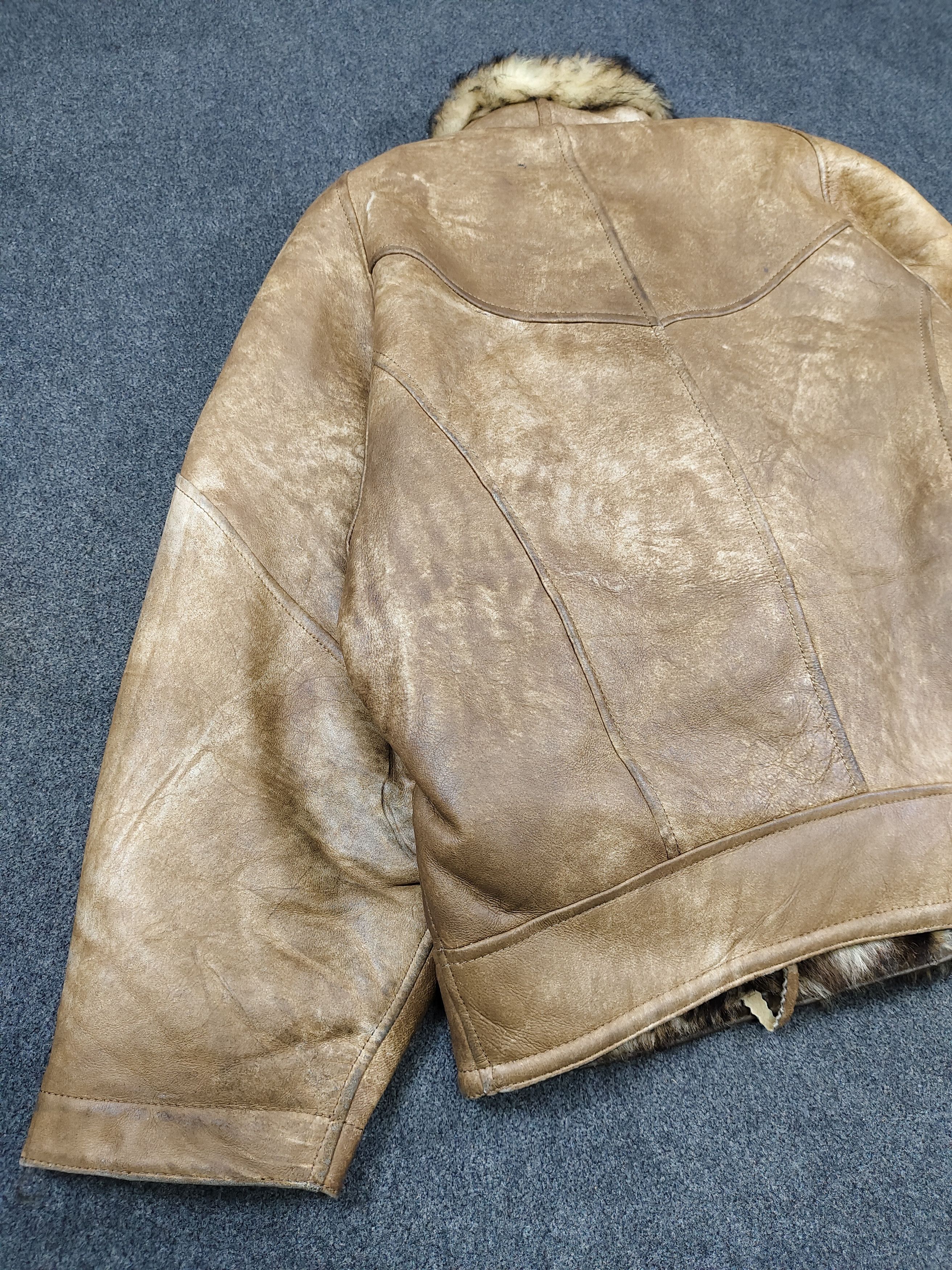 Vintage 80s FLORA- Oversized Real Fur Shearling Lined Leather Bomber Size US L / EU 52-54 / 3 - 11 Thumbnail
