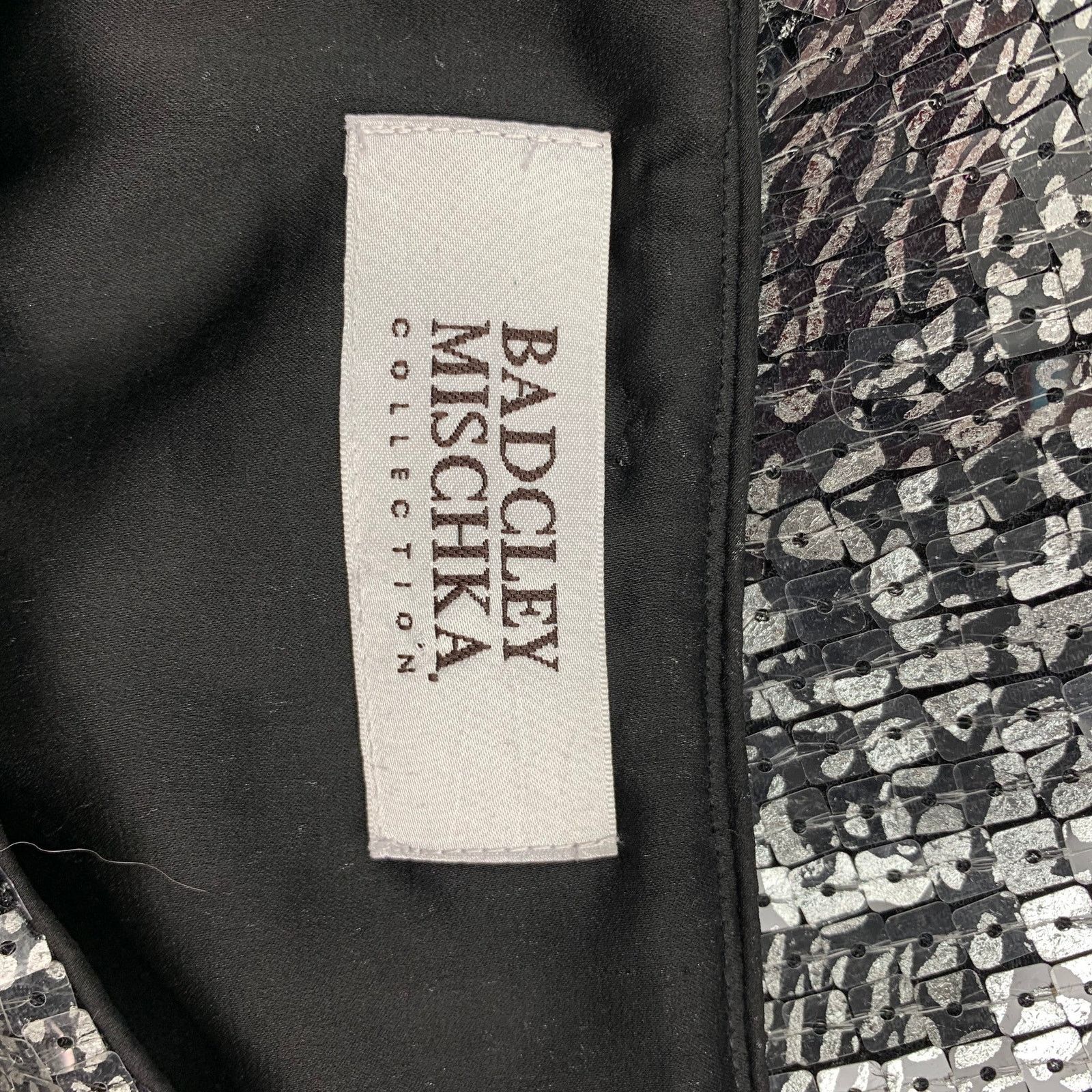 Badgley Mischka Silver & Black Polyester Sequined Ostrich Feathers Dress Size S / US 4 / IT 40 - 6 Thumbnail
