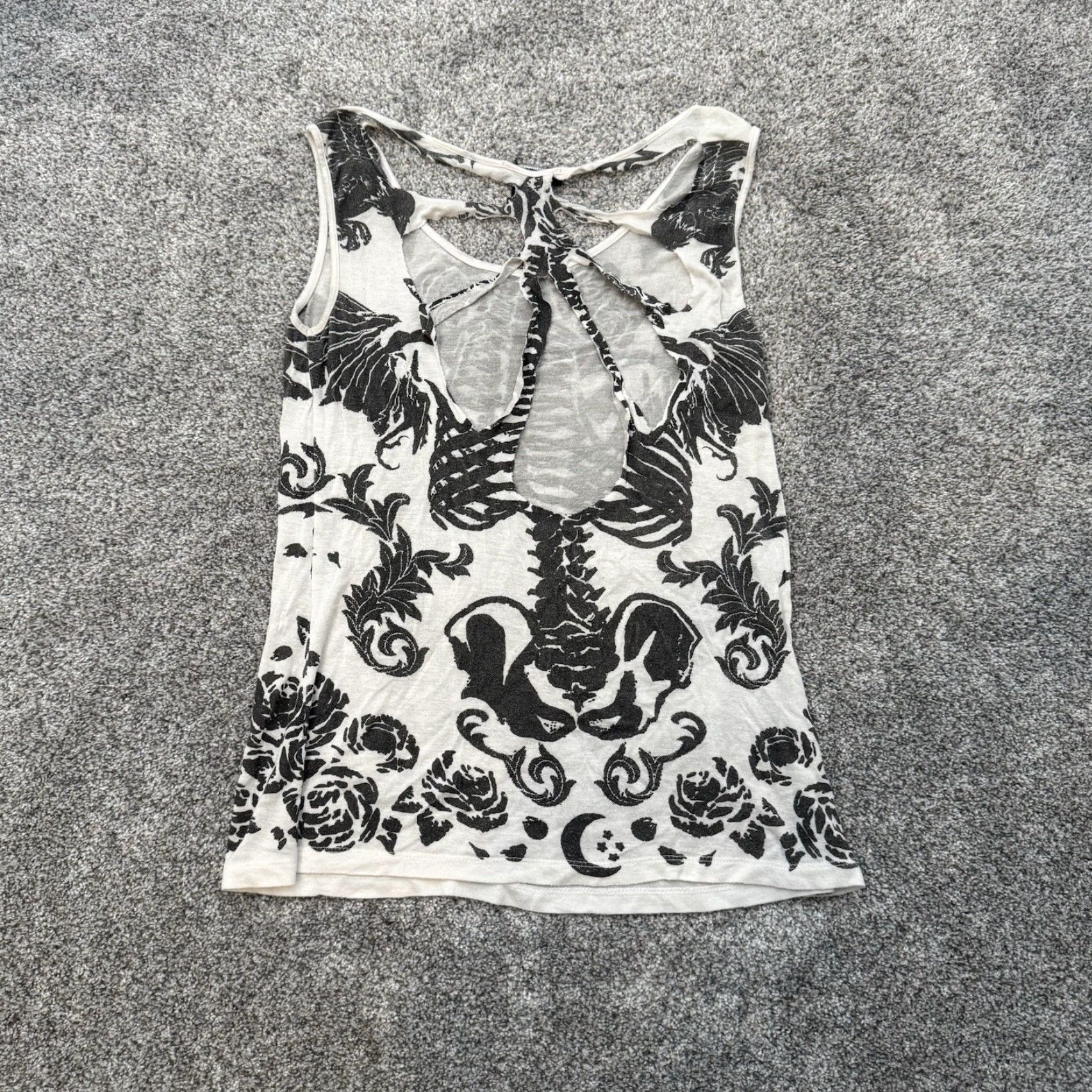 Hot Topic VINTAGE Hot Topic Tank Top S Women Tank Black Distressed 90s Gothic Grunge Punk Skeleton Ribs Y2K Slim/Lightweight Size S / US 4 / IT 40 - 5 Thumbnail