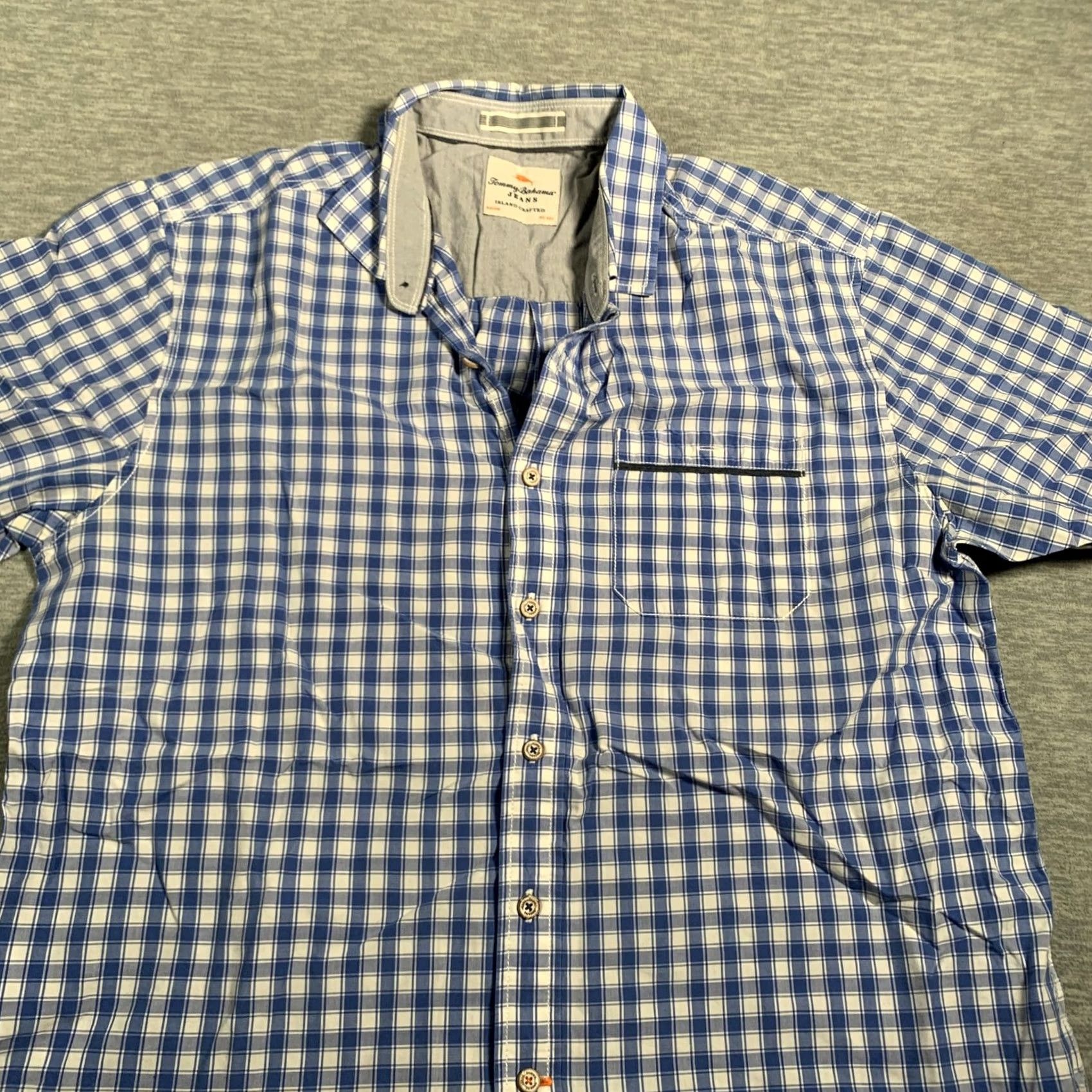 Tommy Bahama Tommy Bahama Shirt Mens M Blue White Plaid Short Sleeve Pocket Button-Down Casual Size US M / EU 48-50 / 2 - 2 Thumbnail