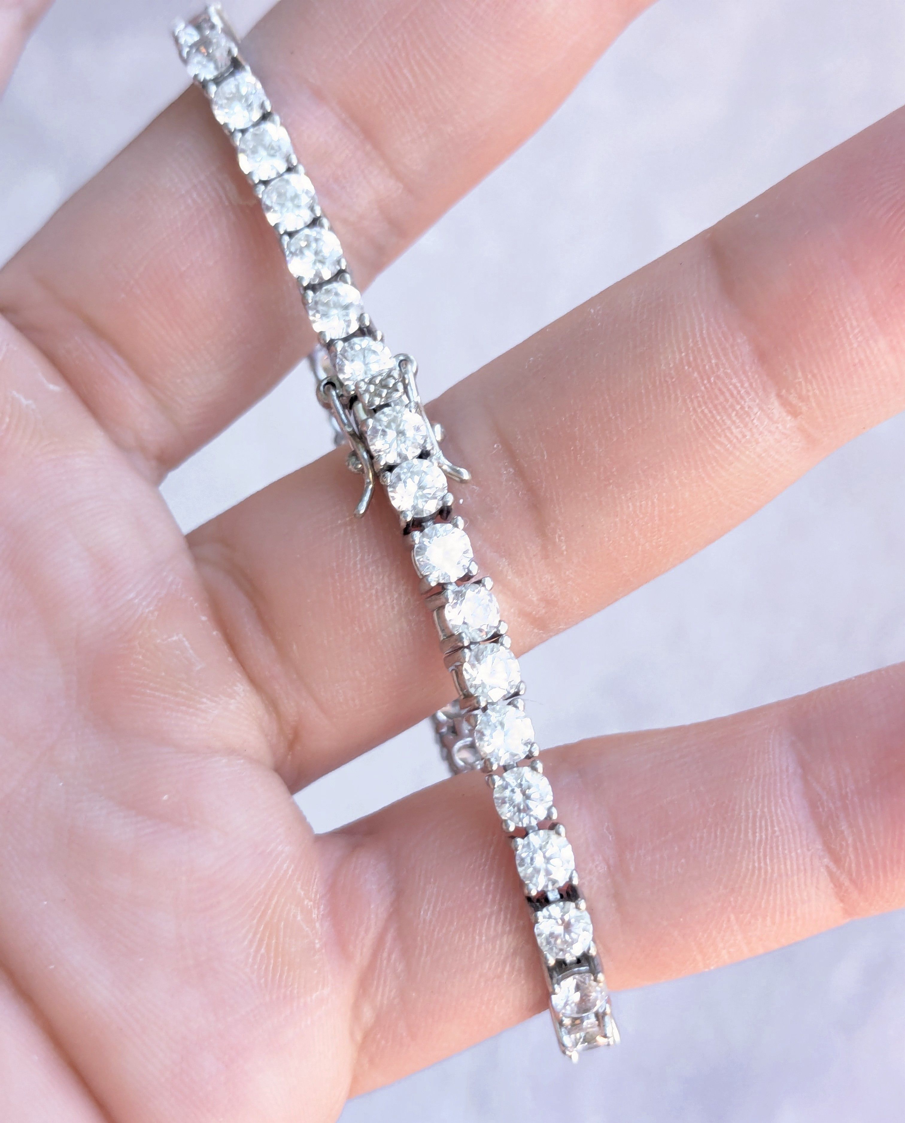 Sterling Silver Sterling Silver Tennis Bracelet CZ Clear 7.25" Round Size ONE SIZE - 10 Thumbnail