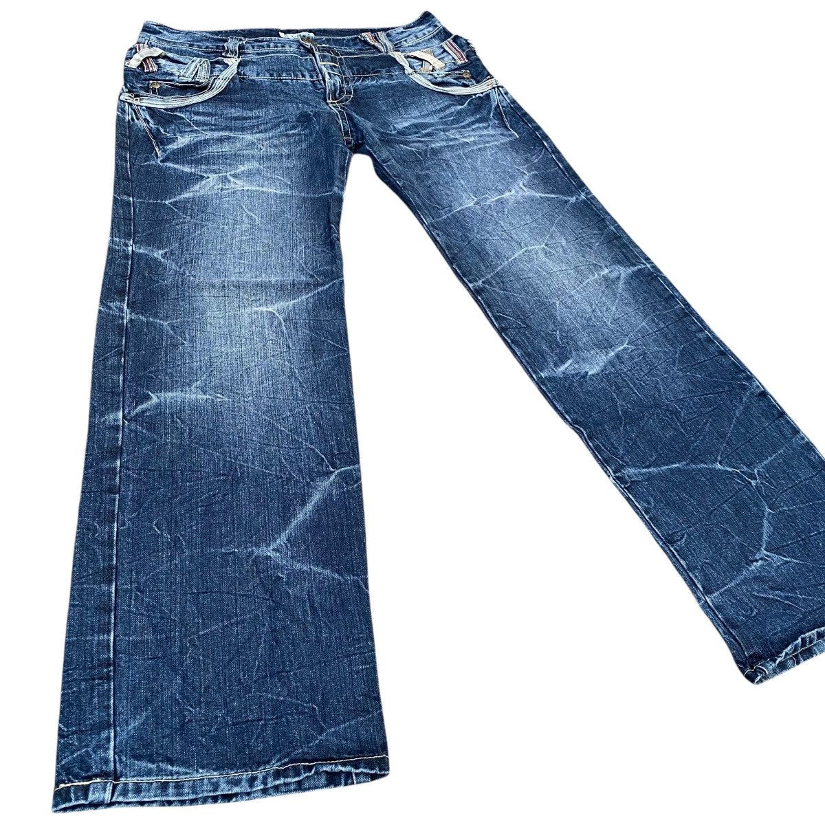 Hysteric Glamour × Japanese Brand SORRIDERE FLASH DESIGN DOUBLE WAIST DENIM JEANS Size US 34 / EU 50 - 2 Thumbnail