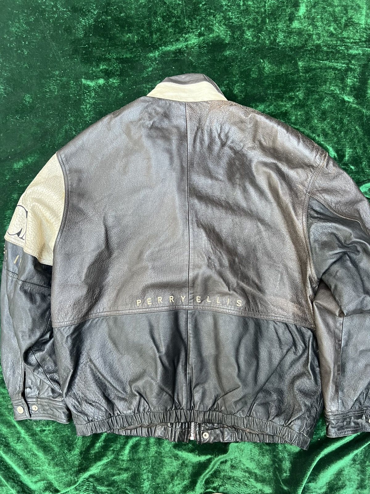 Perry Ellis America Adult Large Oversized Bomber Leather Jac