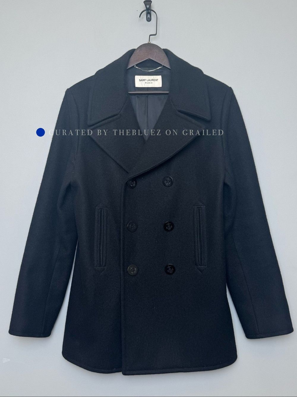 Saint Laurent Paris Double Breasted Wool Coat in Black Size US M / EU 48-50 / 2 - 1 Thumbnail