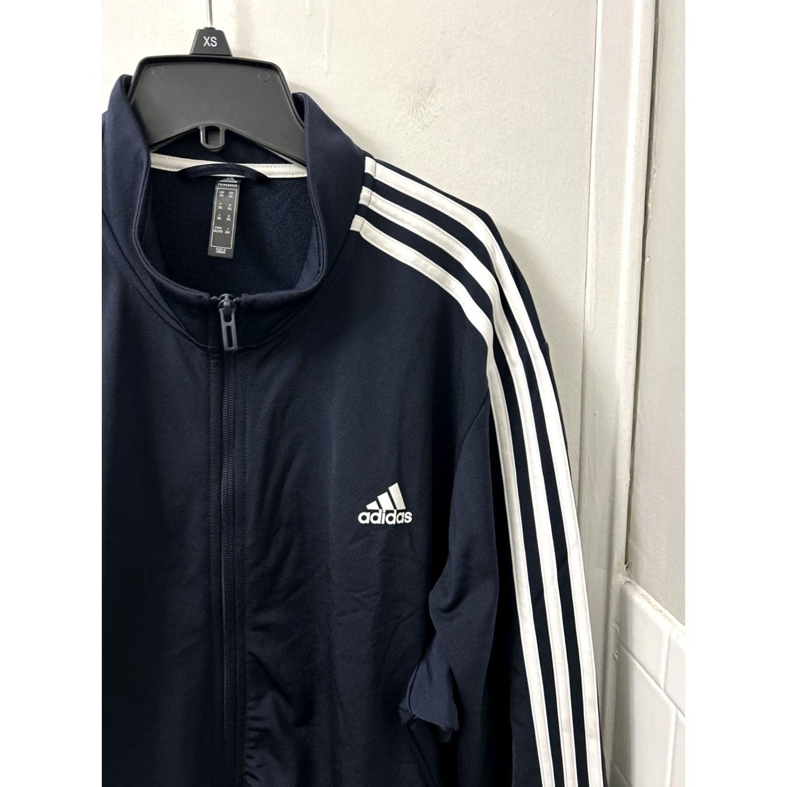 Adidas Adidas Track Jacket Mens 2XL Navy Blue Primegreen 3 Stripe Full Zip L/S Size US XXL / EU 58 / 5 - 4 Thumbnail