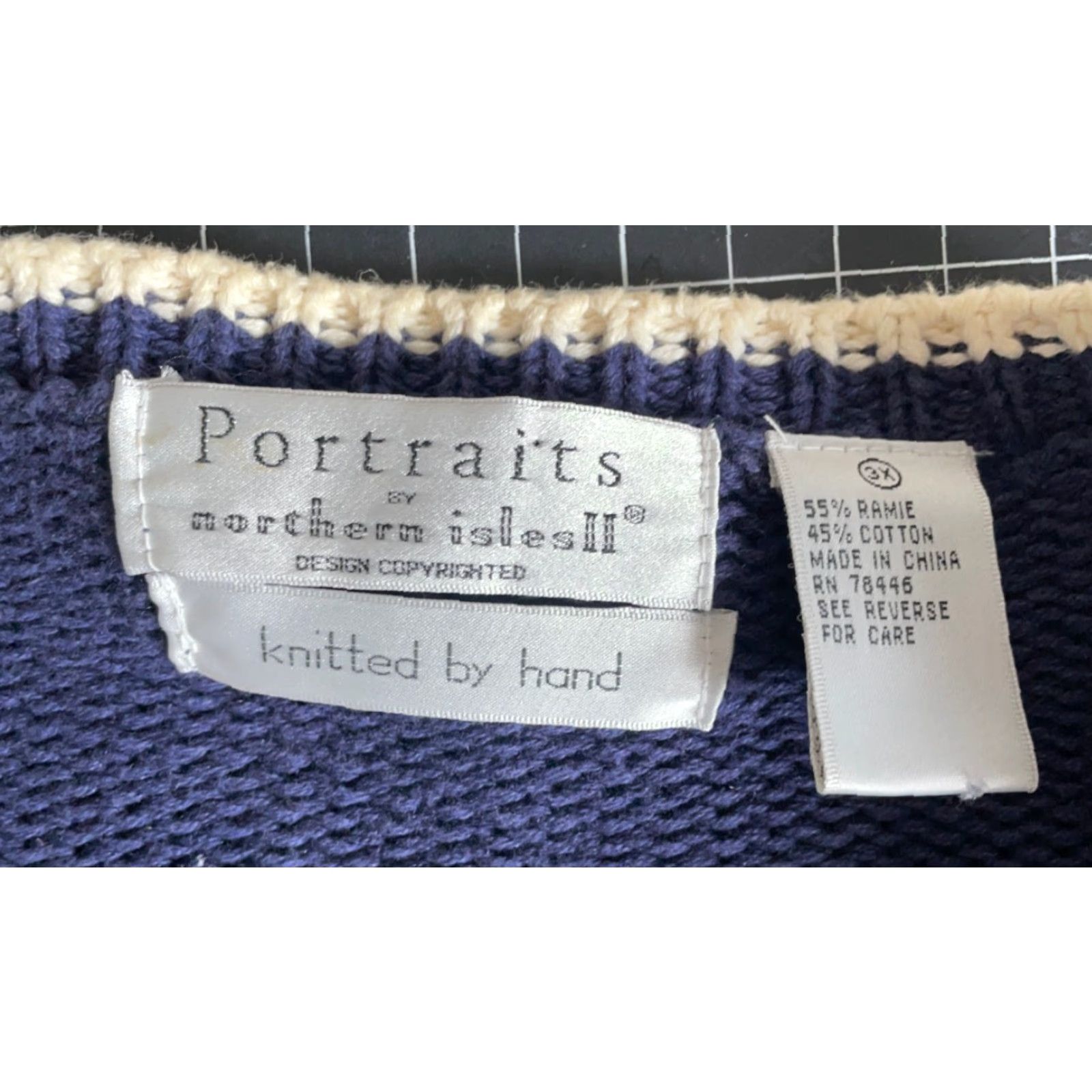 Vintage VINTAGE Northern Isles Cardigan Women's 3X Blue Purple Hand Knit Sweater Golf Portraits Retro 90s Size XXL / US 16-18 / IT 52-54 - 3 Thumbnail