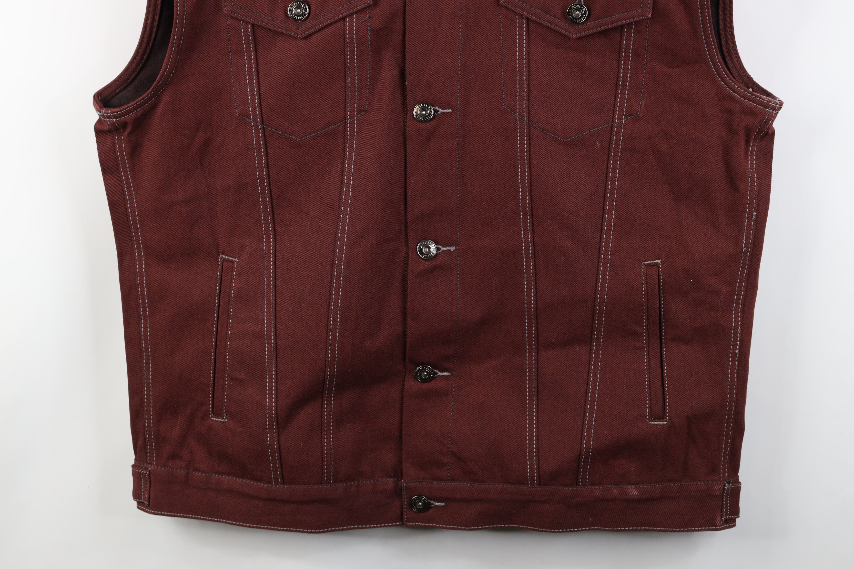 Vintage Vintage 90s Y2K Streetwear Sleeveless Denim Trucker Vest Red Size US XXL / EU 58 / 5 - 3 Thumbnail